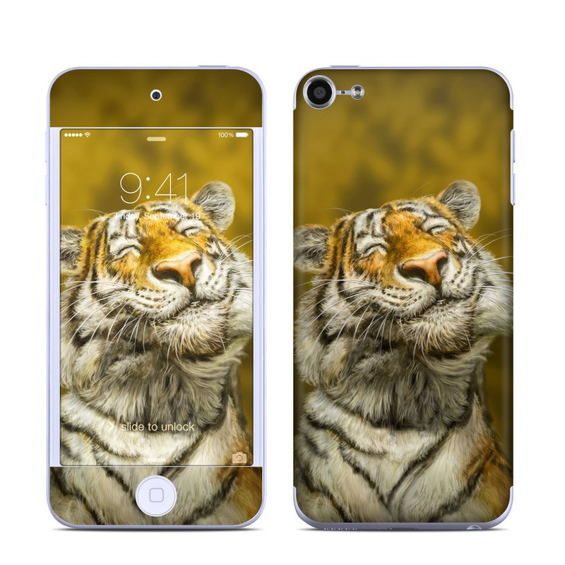 iPod touch 6th Gen Skin design of Tiger, Vertebrate, Bengal tiger, Mammal, Wildlife, Siberian tiger, Terrestrial animal, Felidae, Snout, Whiskers, with black, white, orange, yellow colors