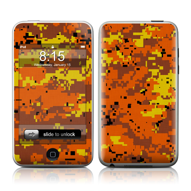 iPod touch 2nd & 3rd Gen Skin design of Orange, Yellow, Leaf, Tree, Pattern, Autumn, Plant, Deciduous, with red, green, black colors