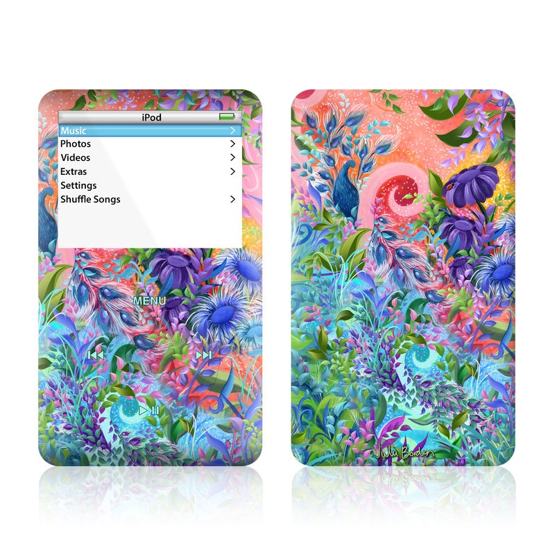 iPod 5th Gen Skin design of Psychedelic art, Painting, Art, Acrylic paint, Pattern, Modern art, Visual arts, Textile, Design, Organism, with gray, blue, green, pink colors