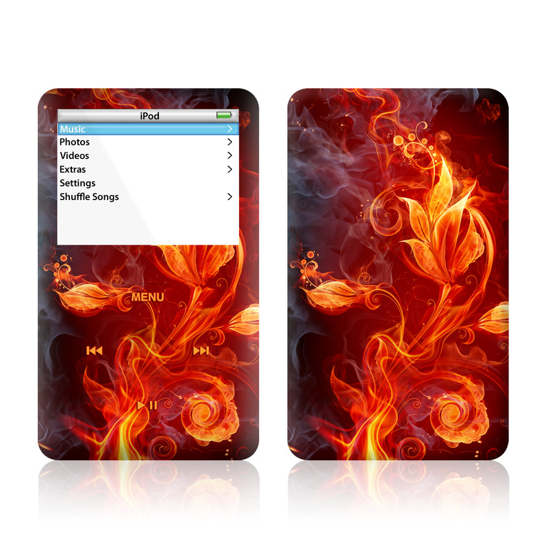 iPod 5th Gen Skin design of Flame, Fire, Heat, Red, Orange, Fractal art, Graphic design, Geological phenomenon, Design, Organism, with black, red, orange colors