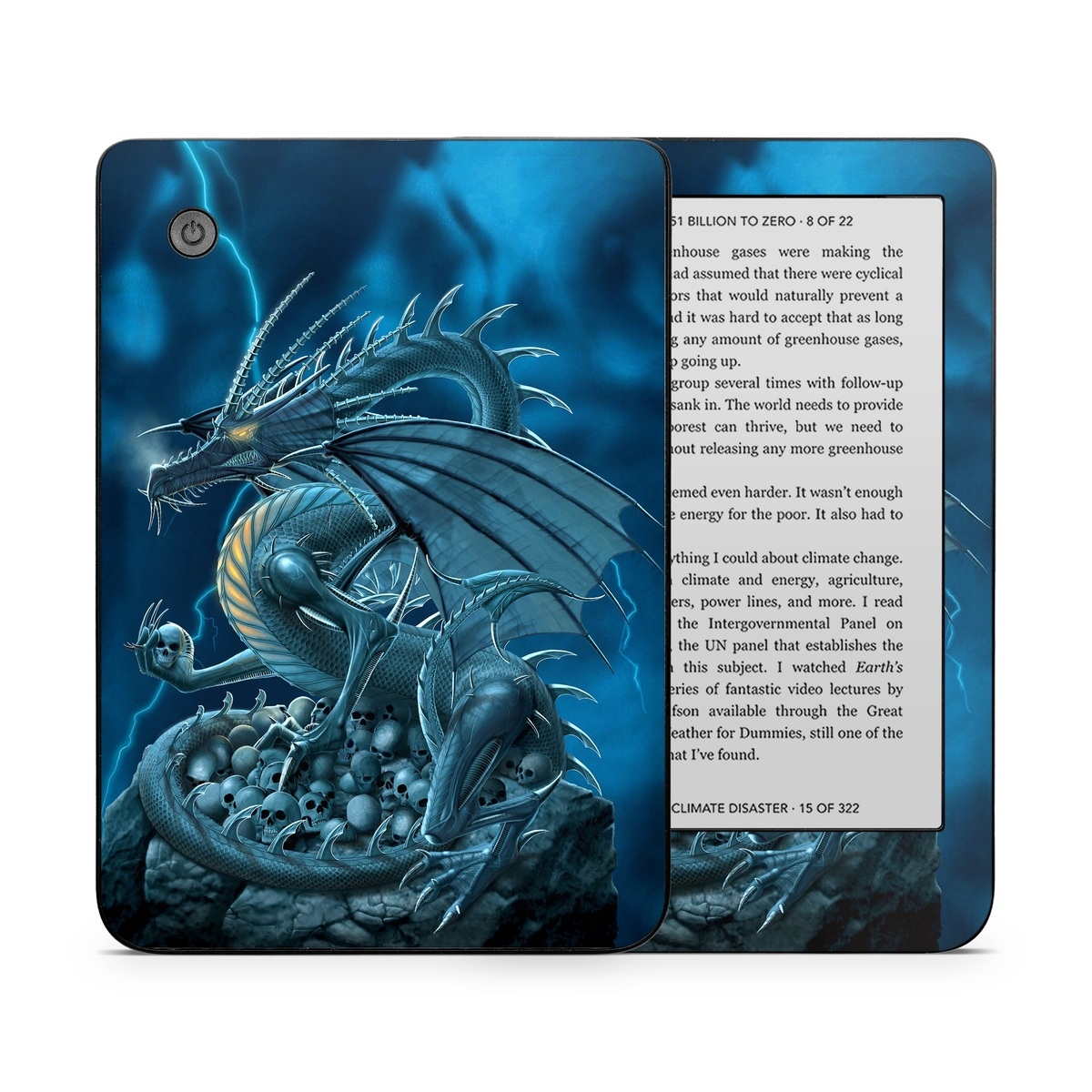 Kobo Clara 2E Skin design of Cg artwork, Dragon, Mythology, Fictional character, Illustration, Mythical creature, Art, Demon, with blue, yellow colors