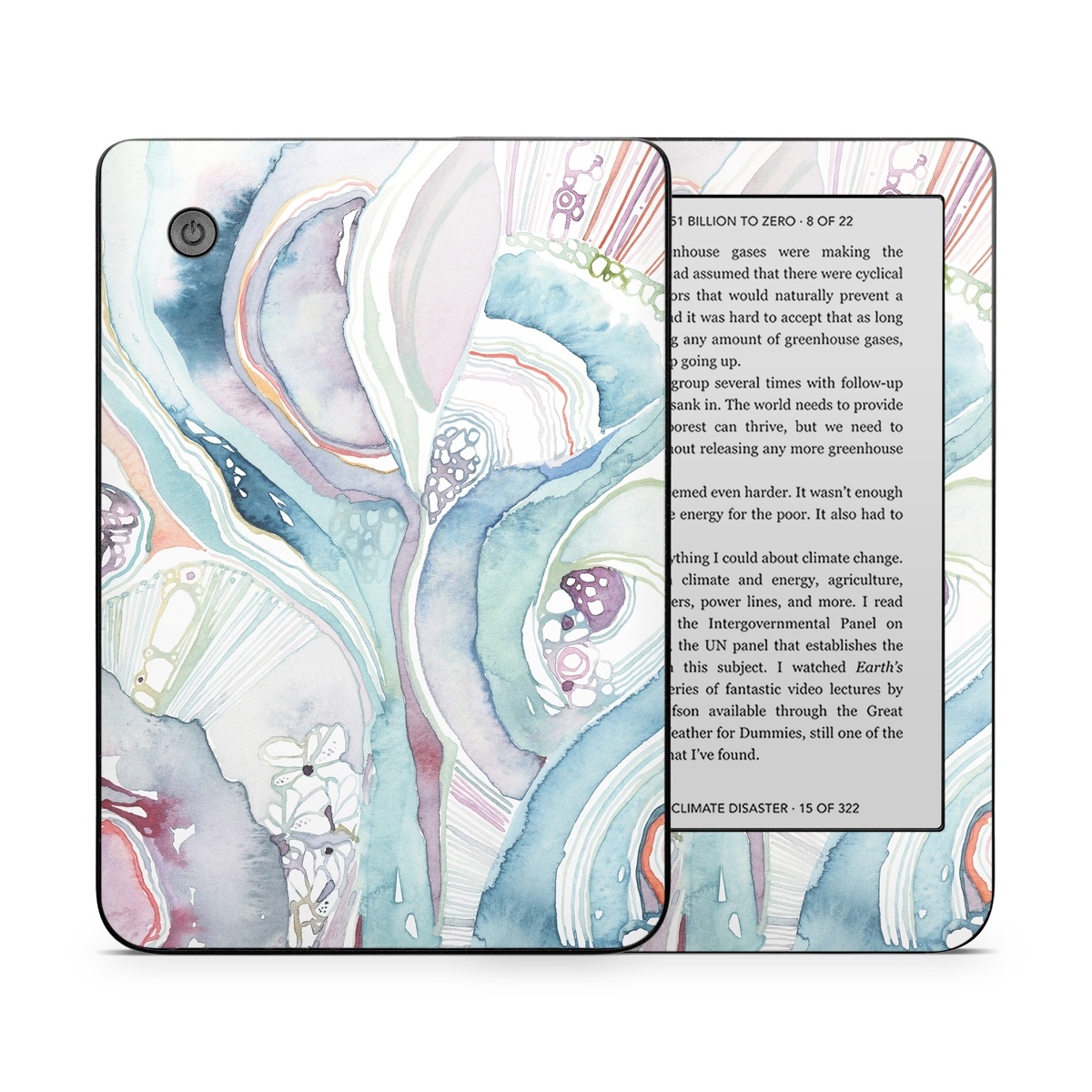 Kobo Clara 2E Skin design of Watercolor paint, Plant, Art, Illustration, Flower, with blue, purple, pink, red, orange colors