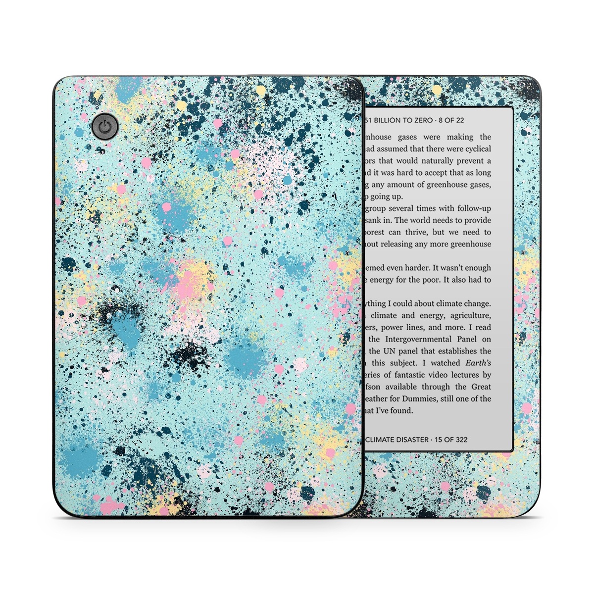 Kobo Clara 2E Skin design of Colorfulness, Art, Paint, Aqua, Art paint, Pattern, Tints and shades, Magenta, Electric blue, Creative arts, with blue, black, pink, yellow colors