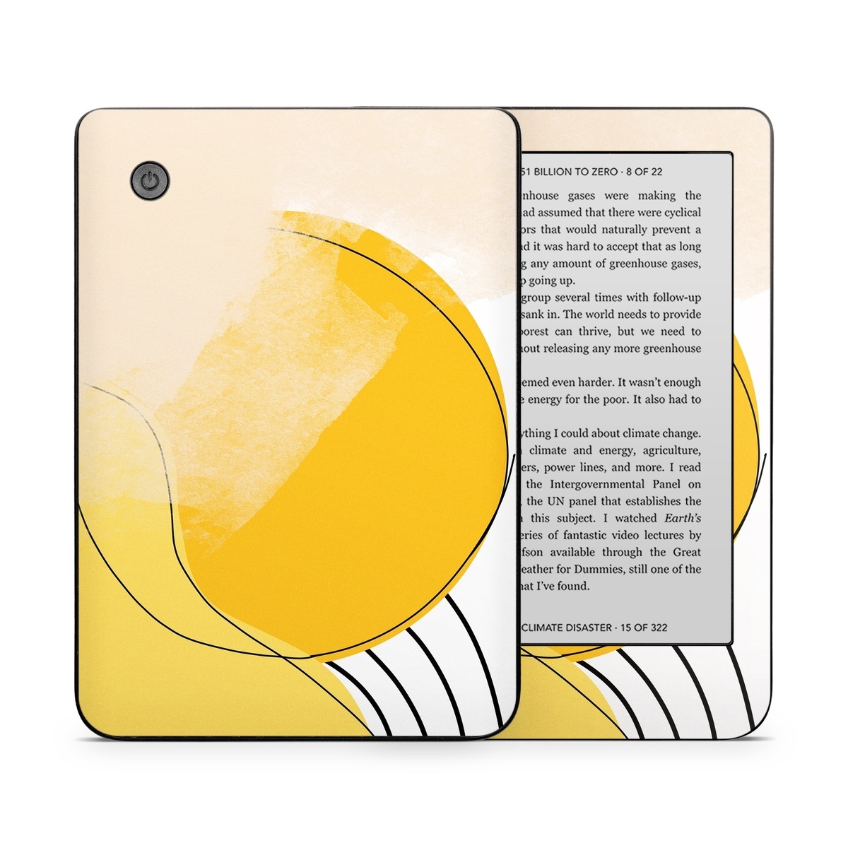 Kobo Clara 2E Skin design of Yellow, Line, Illustration, Graphics, with white, black, brown, yellow colors