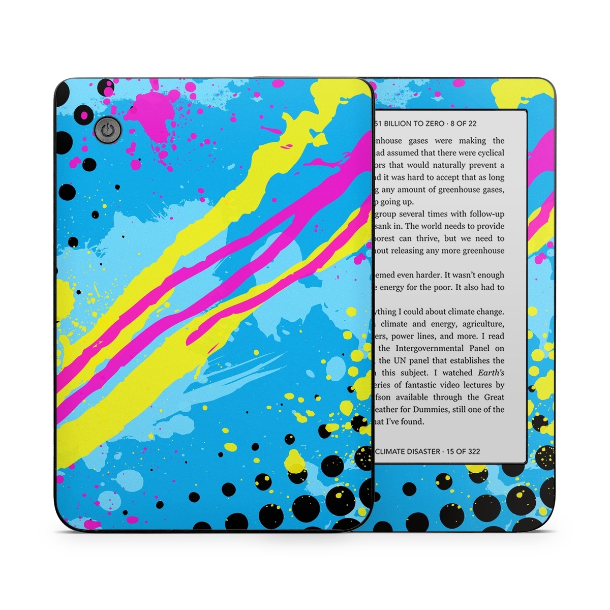 Kobo Clara 2E Skin design of Blue, Colorfulness, Graphic design, Pattern, Water, Line, Design, Graphics, Illustration, Visual arts, with blue, black, yellow, pink colors
