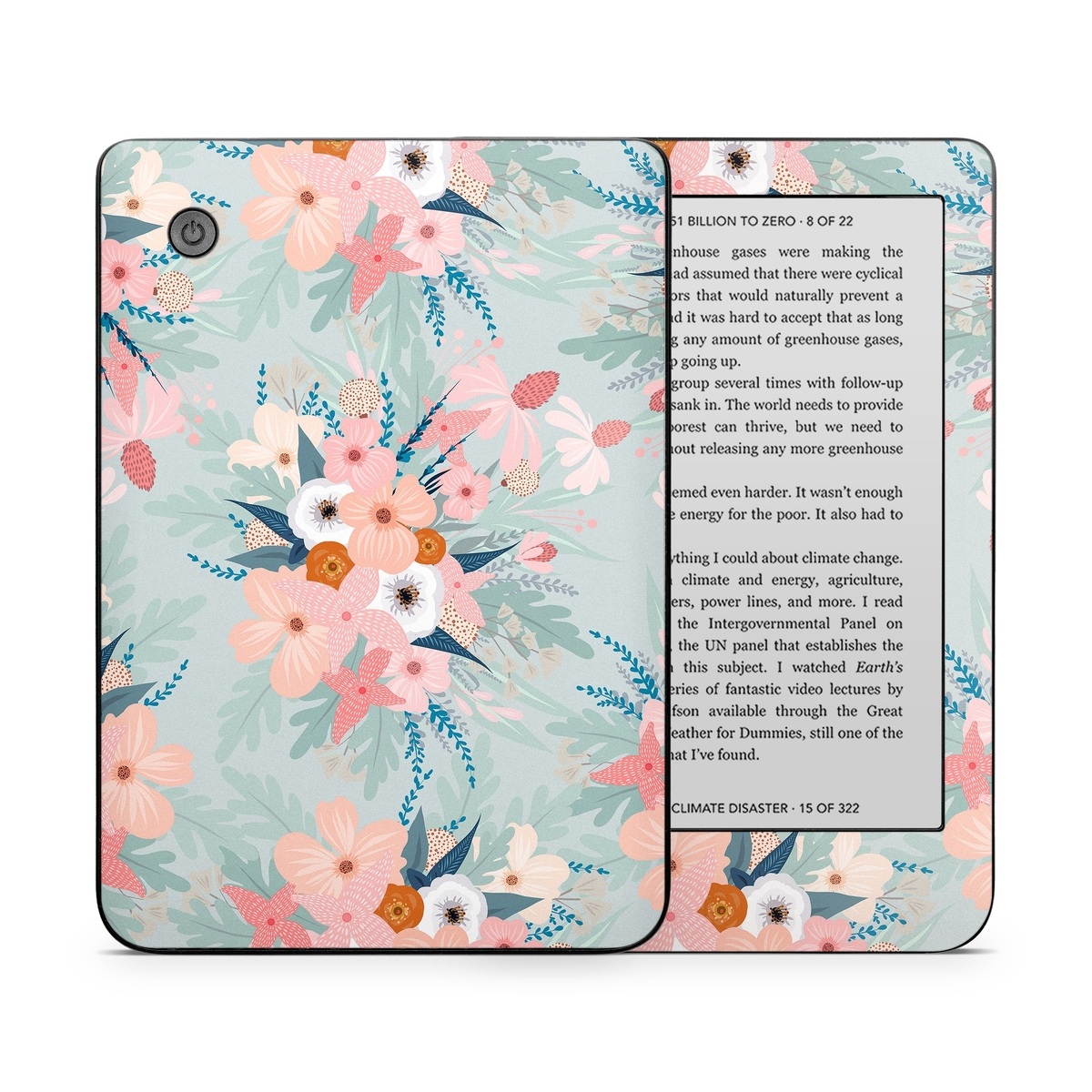 Kobo Clara 2E Skin design of Pattern, Aqua, Wrapping paper, Textile, Design, Floral design, Wildflower, Plant, Pedicel, Blossom, with pink, red, blue, white colors
