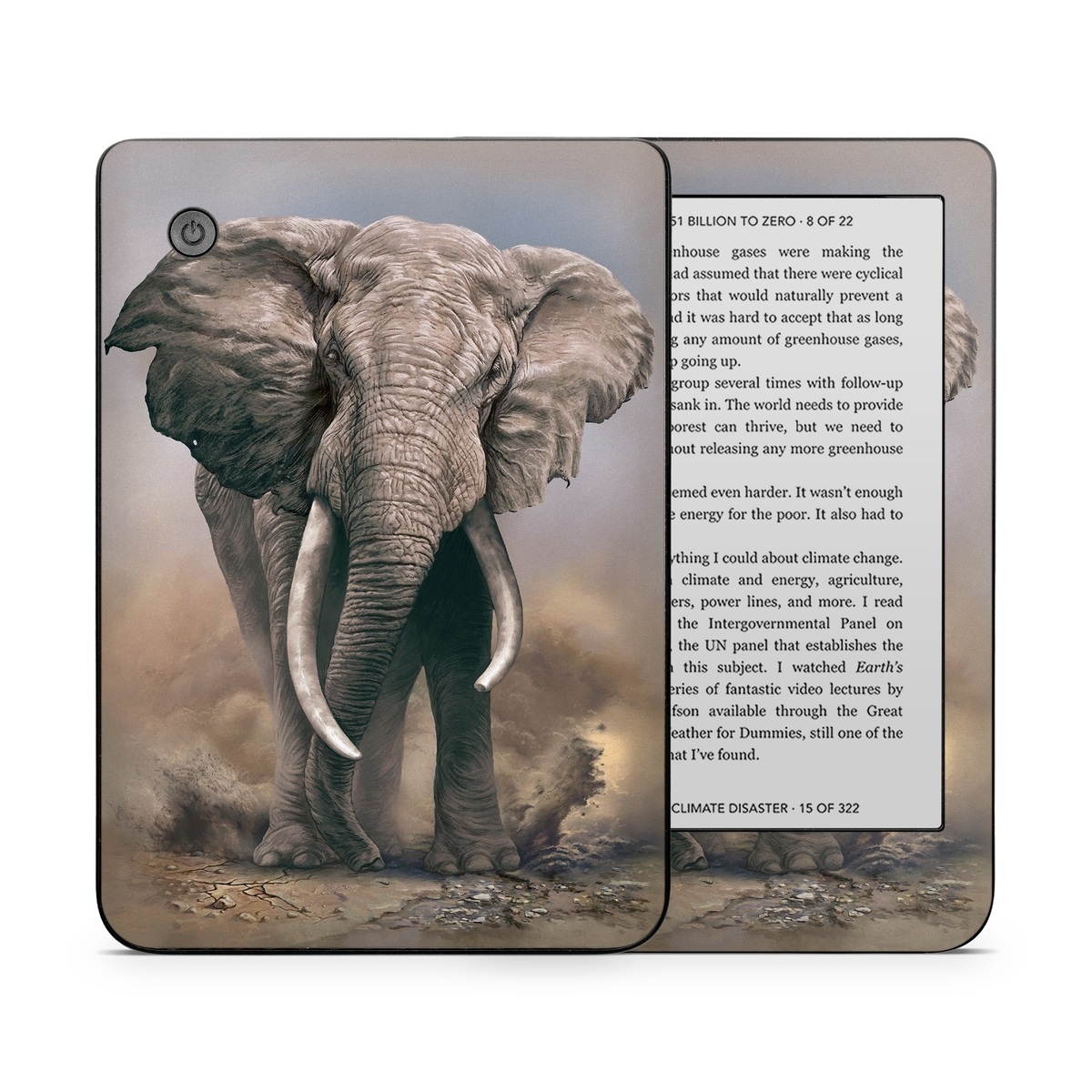 Kobo Clara 2E Skin design of Elephants and Mammoths, Terrestrial animal, Indian elephant, African elephant, Wildlife, Tusk, Snout, Organism, Working animal, Illustration, with brown, gray, white colors