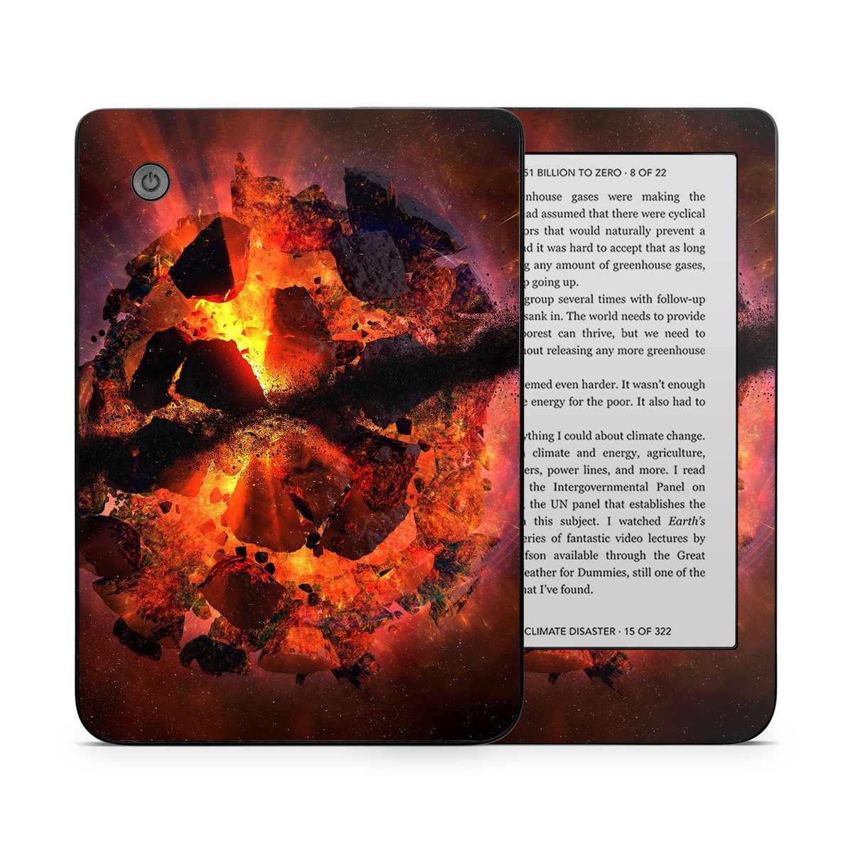 Kobo Clara 2E Skin design of Flame, Heat, Fire, Space, Atmosphere, Charcoal, Explosion, Geological phenomenon, Ash, Graphics, with black, red colors