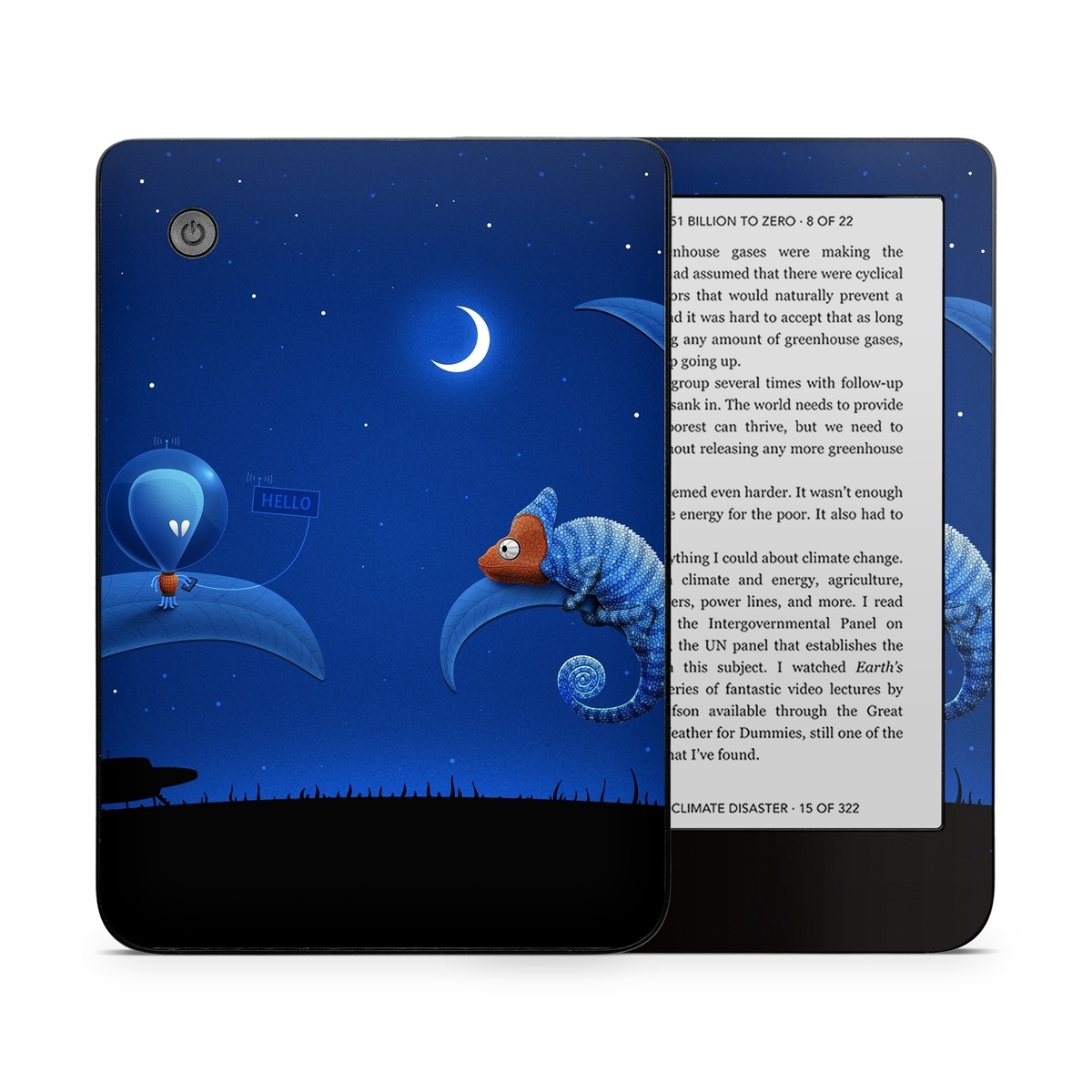 Kobo Clara 2E Skin design of Organism, Astronomical object, Space, Illustration, Night, Graphics, with black, blue, orange colors