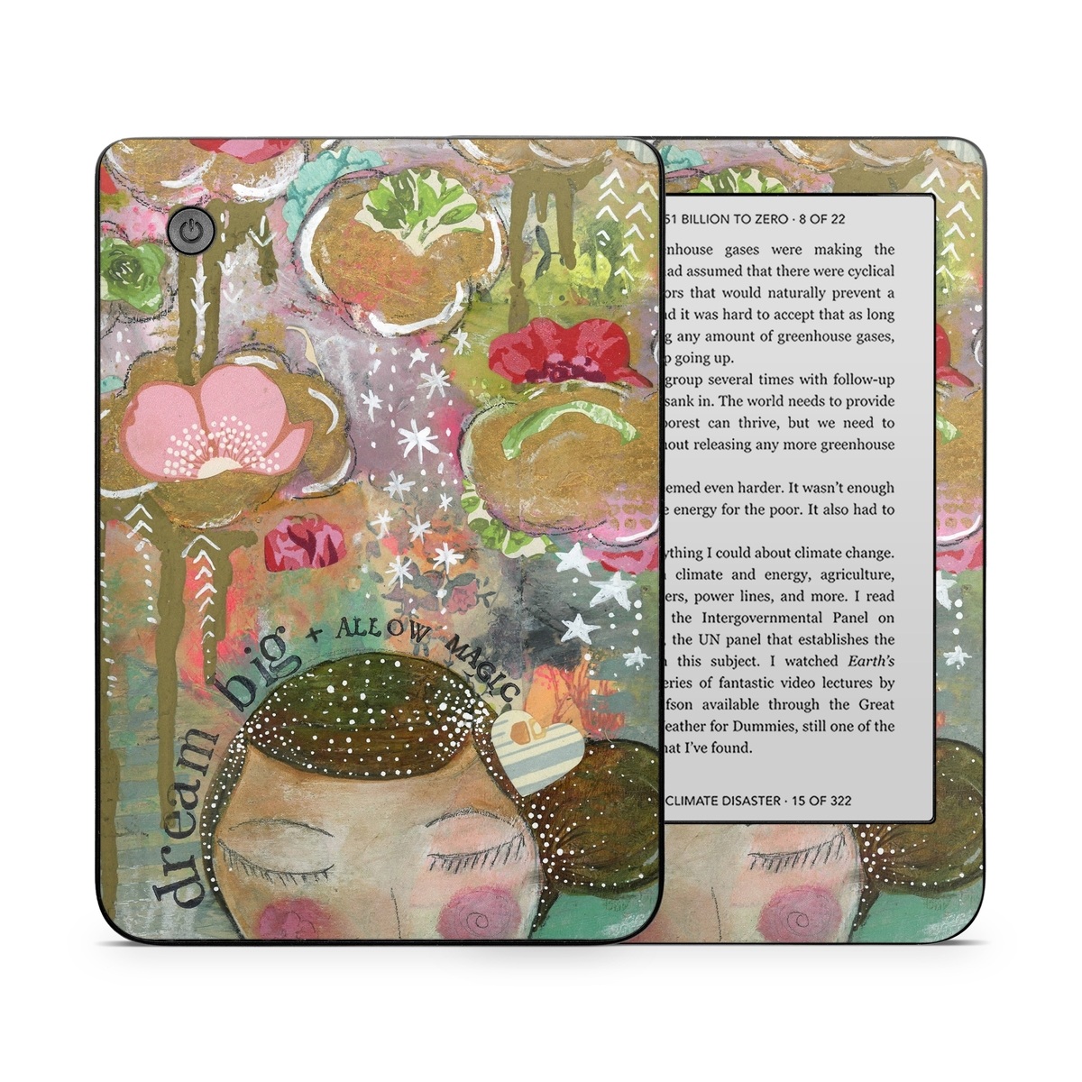 Kobo Clara 2E Skin design of Painting, Pink, Illustration, Art, Child art, Watercolor paint, Drawing, Visual arts, Still life, with brown, pink, red, green, white, black, orange, gray colors