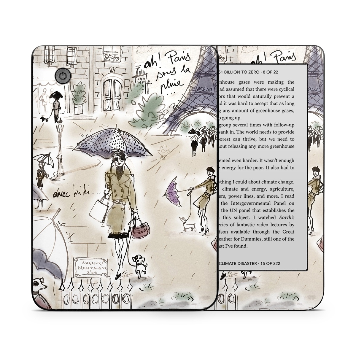Kobo Clara 2E Skin design of Cartoon, Umbrella, Illustration, Organism, Art, Fiction, Fictional character, with brown, gray, purple colors