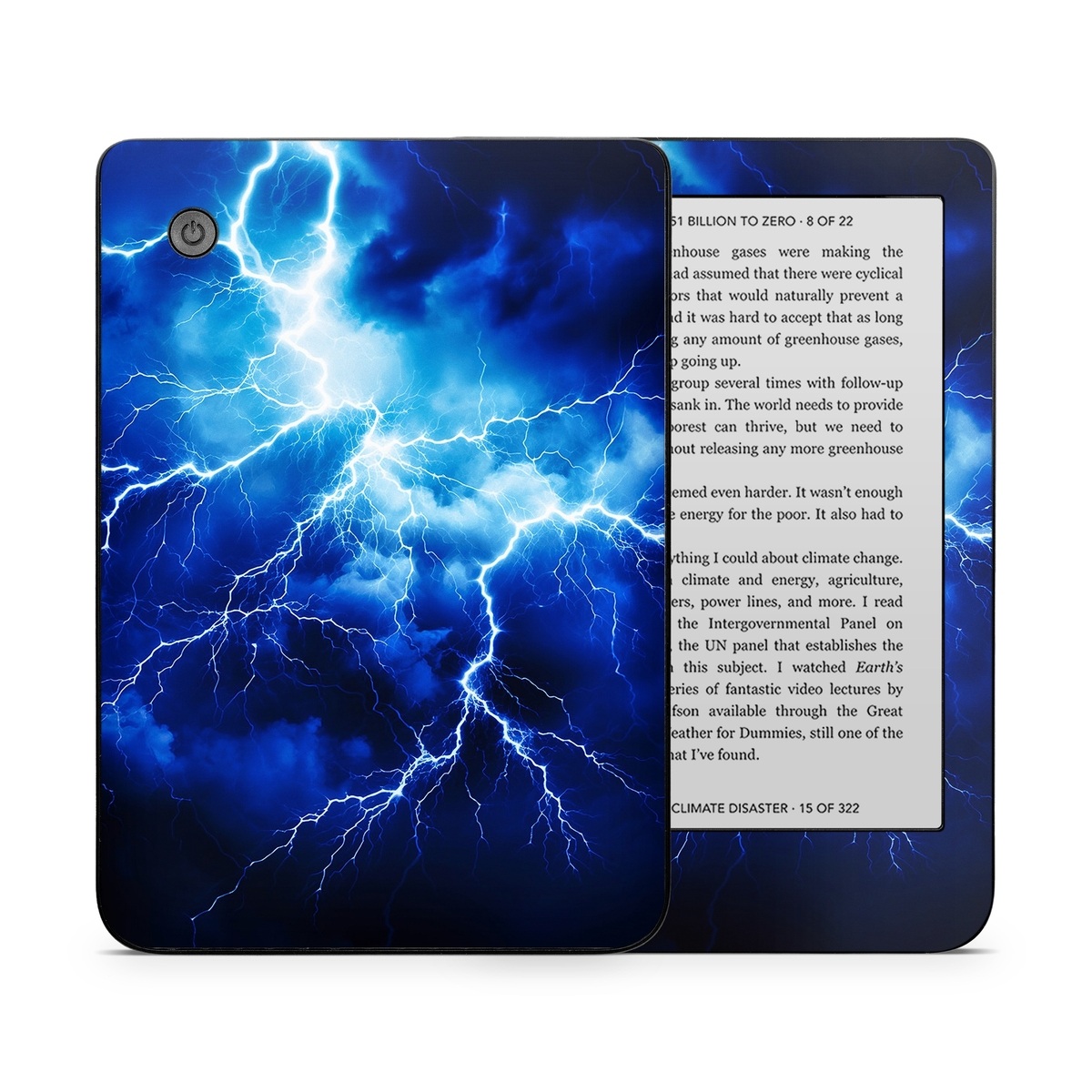 Kobo Clara 2E Skin design of Thunder, Sky, Atmosphere, Daytime, Cloud, Water, Lightning, Light, Azure, Natural environment, with black, blue colors