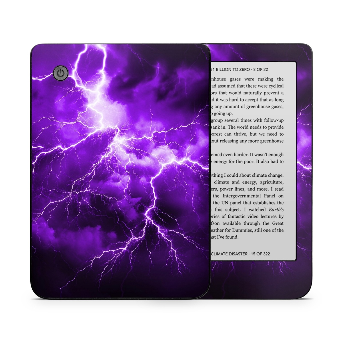 Kobo Clara 2E Skin design of Sky, Lightning, Thunder, Atmosphere, Thunderstorm, Daytime, Purple, Light, Cloud, Nature, with black, purple colors