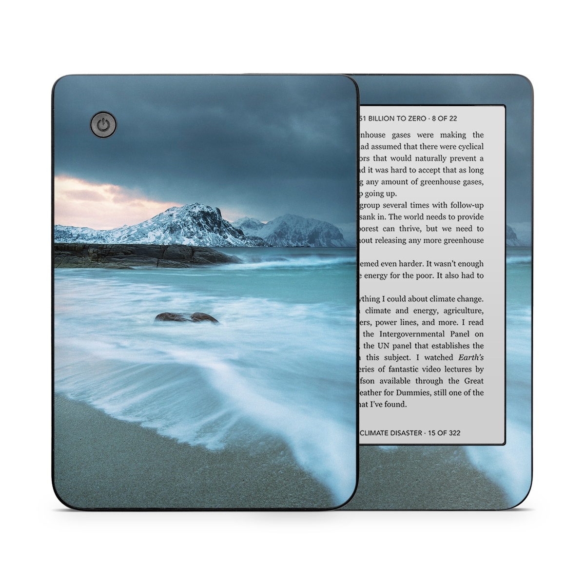 Kobo Clara 2E Skin design of Body of water, Sky, Nature, Sea, Ocean, Wave, Blue, Water, Coast, Wind wave, with white, blue, black, orange colors