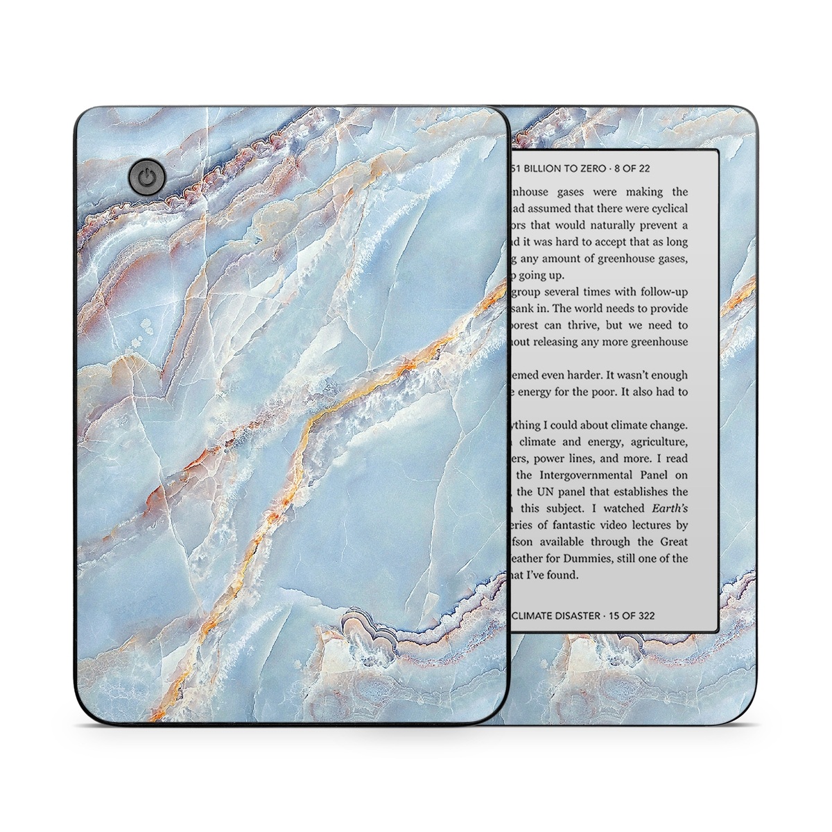 Kobo Clara 2E Skin design of Blue, Azure, Aqua, Onyx, with blue, red, orange, white colors