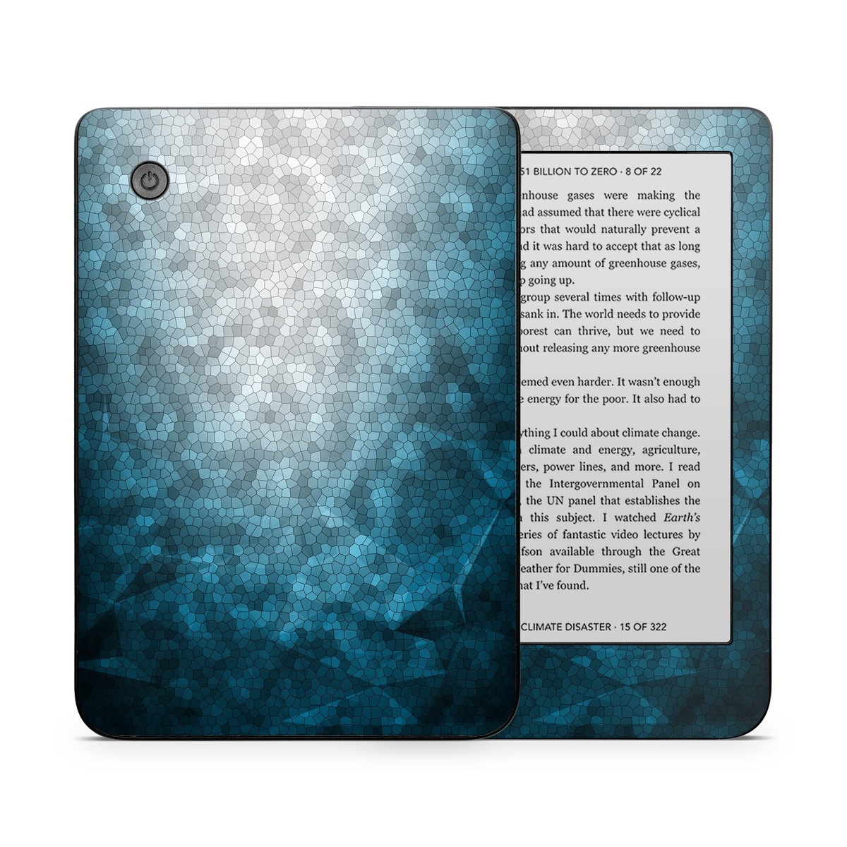 Kobo Clara 2E Skin design of Blue, Aqua, Turquoise, Green, Water, Teal, Sky, Azure, Pattern, Atmosphere, with blue, white, gray colors