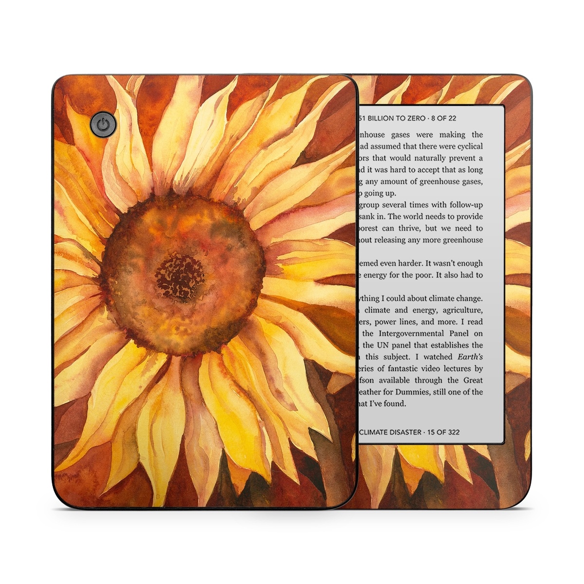Kobo Clara 2E Skin design of Sunflower, Flower, sunflower, Yellow, Painting, Plant, Petal, Still life photography, Flowering plant, Still life, with yellow, brown, orange colors