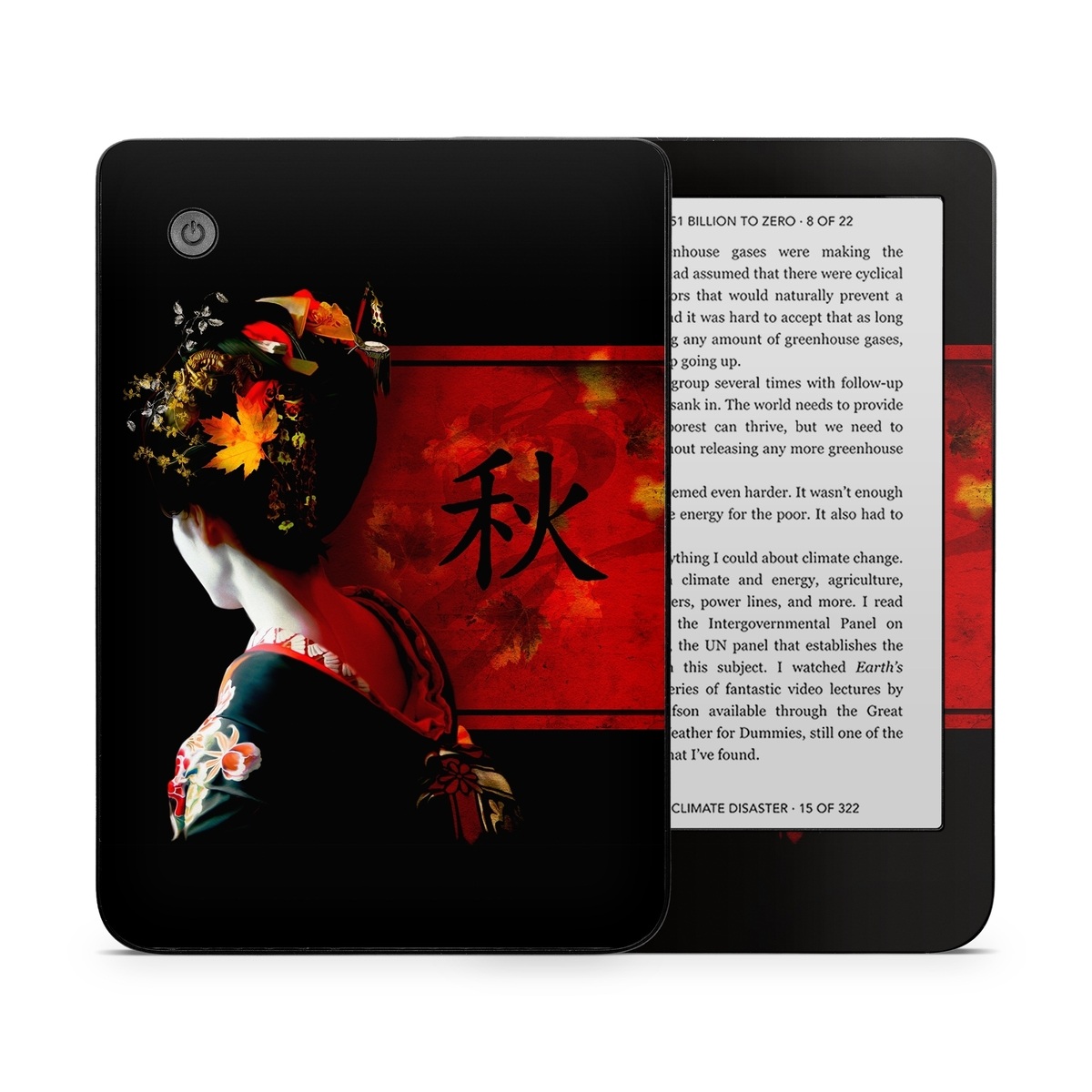 Kobo Clara 2E Skin design of Geisha, Red, Flower, Plant, Headgear, Photography, Peking opera, Costume, Headpiece, Art, with black, red, orange, yellow, white colors