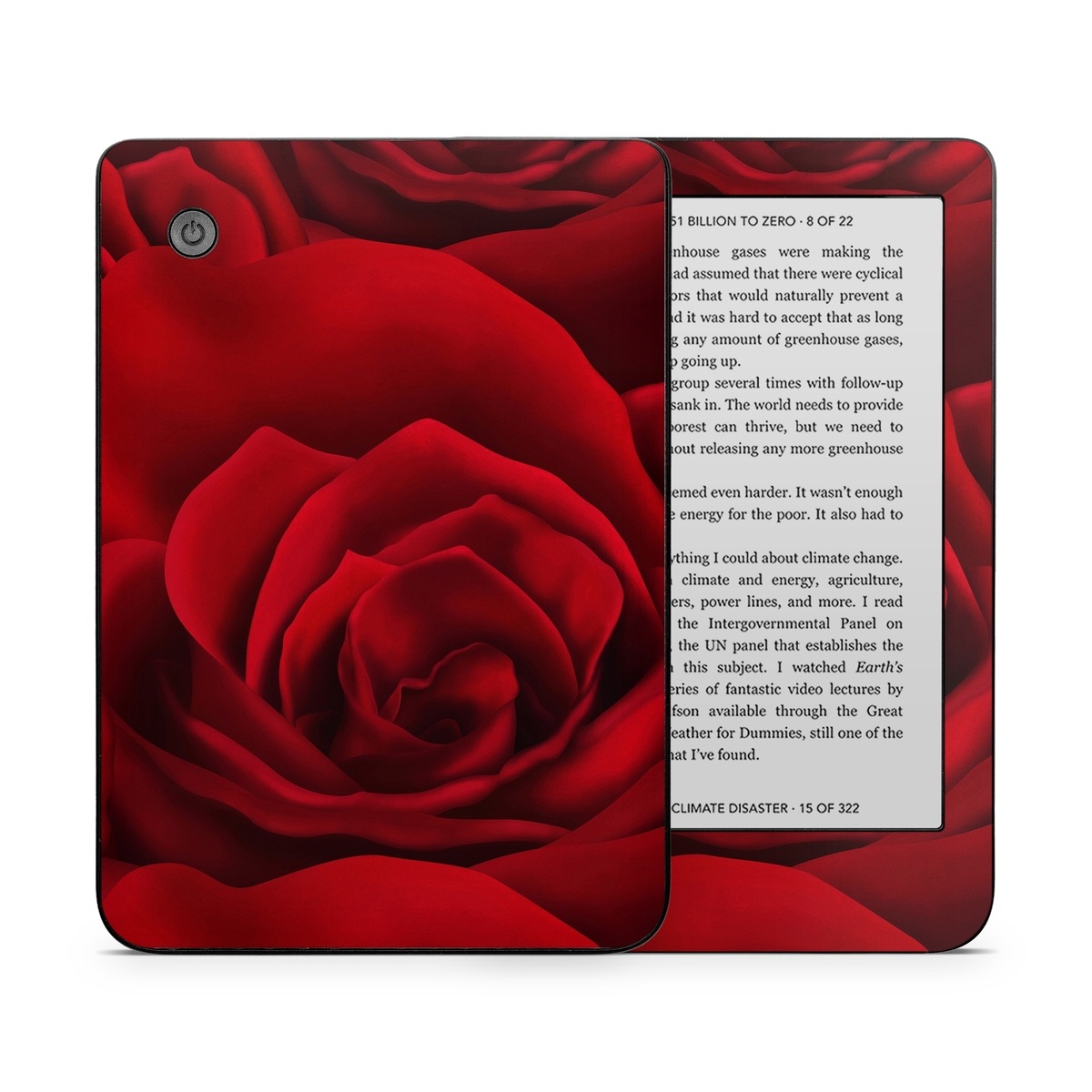 Kobo Clara 2E Skin design of Red, Garden roses, Rose, Petal, Flower, Nature, Floribunda, Rose family, Close-up, Plant, with black, red colors