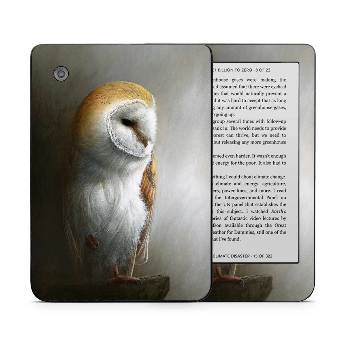 Kobo Clara 2E Skin design of Barn owl, Owl, Bird, Bird of prey, Beak, Wildlife, with yellow, white, orange, brown colors