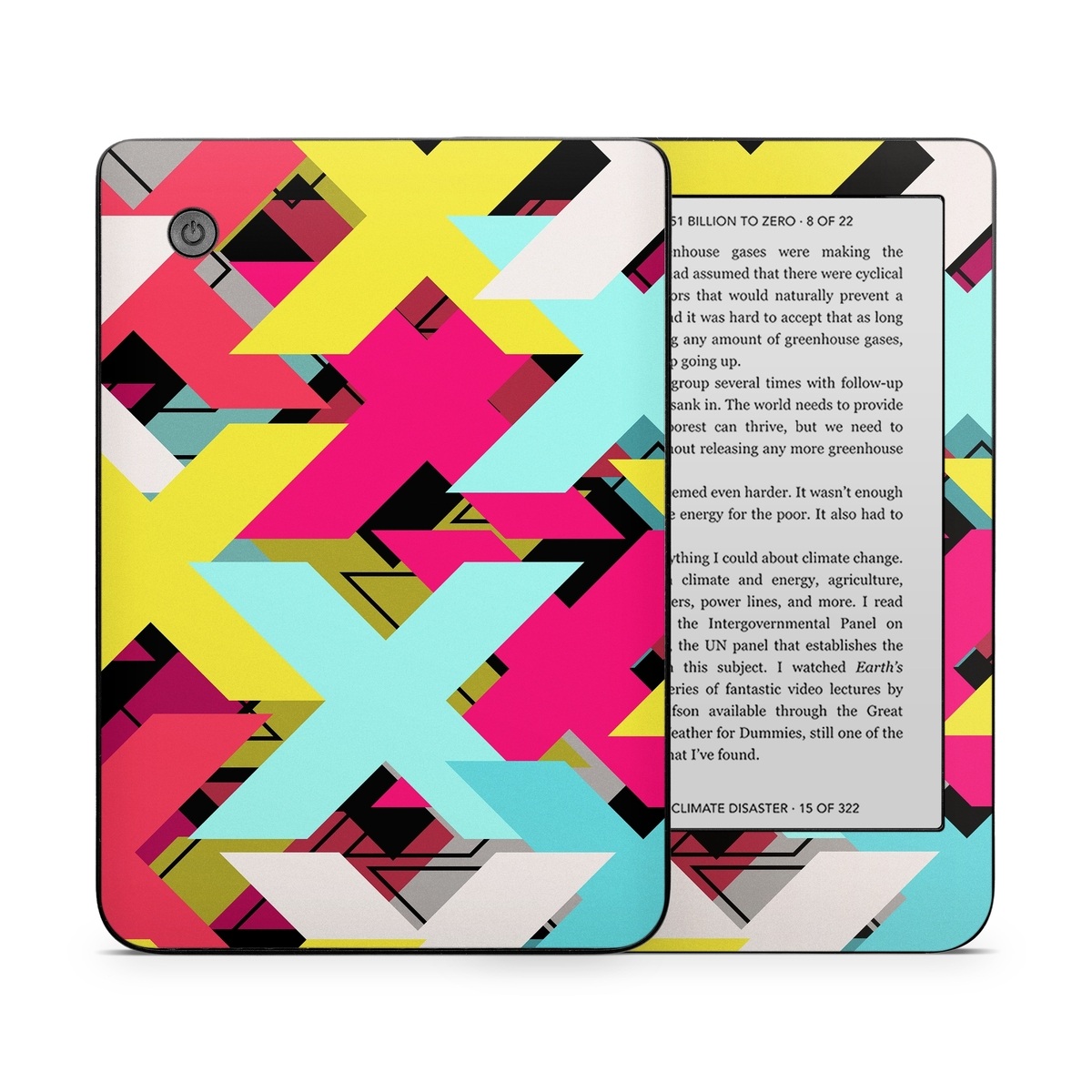 Kobo Clara 2E Skin design of Pattern, Graphic design, Line, Design, Triangle, Font, Illustration, Magenta, Visual arts, with yellow, blue, white, black, red, pink colors