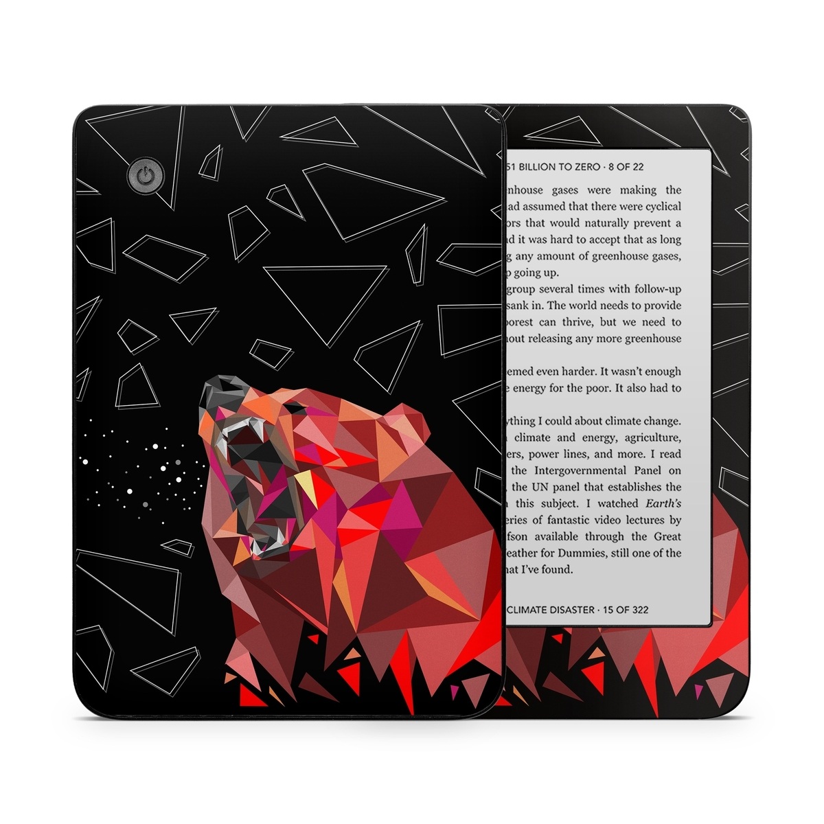 Kobo Clara 2E Skin design of Graphic design, Triangle, Font, Illustration, Design, Art, Visual arts, Graphics, Pattern, Space, with black, red colors