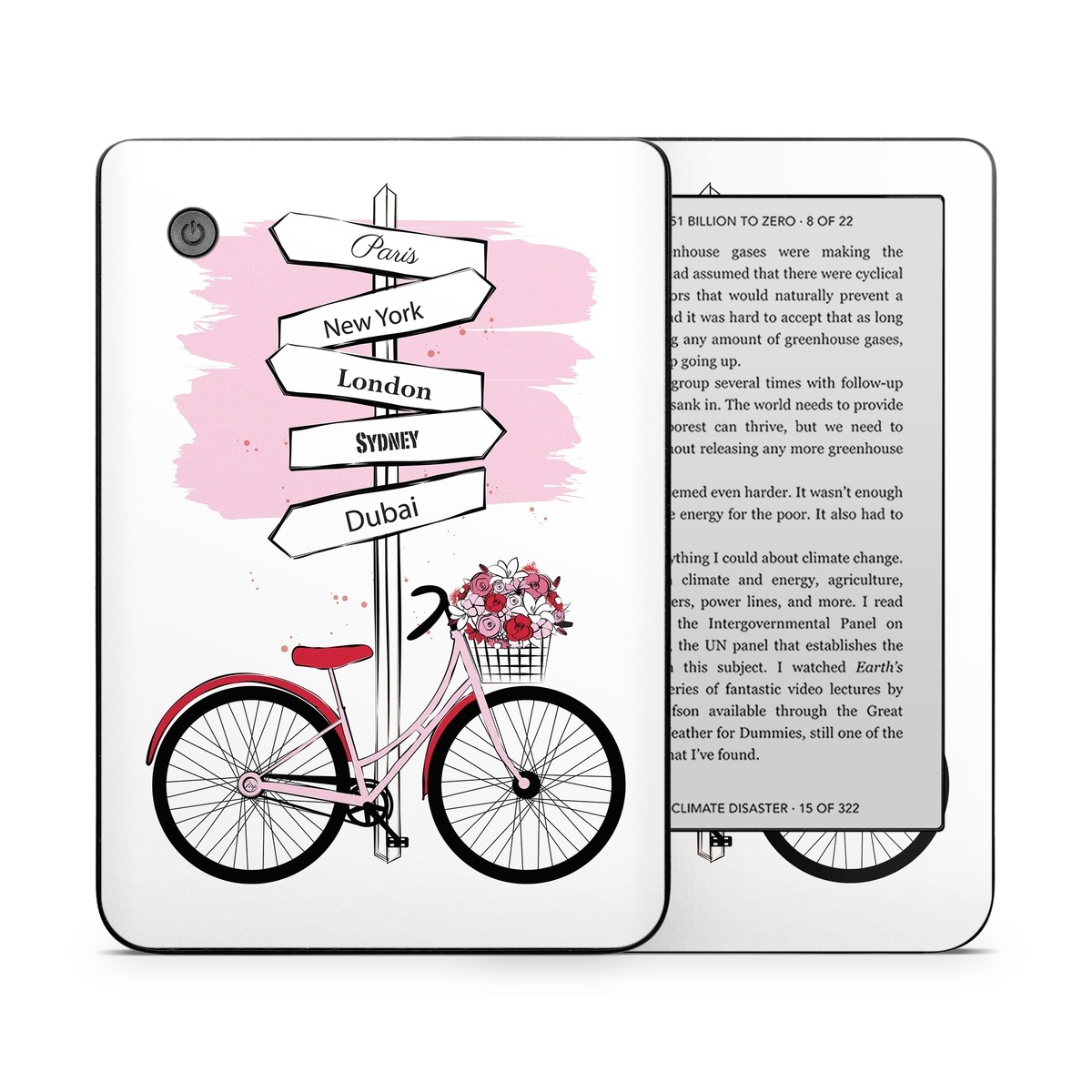 Kobo Clara 2E Skin design of Bicycle, Wheel, Bicycles--Equipment and supplies, Tire, Bicycle tire, Bicycle frame, Bicycle wheel, Bicycle wheel rim, Vehicle, Bicycle fork, with white, black, red, pink colors
