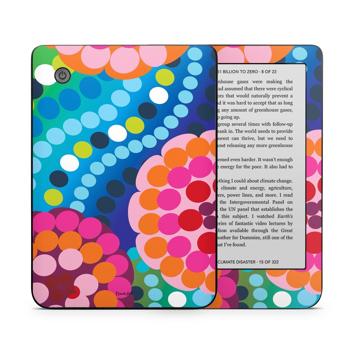 Kobo Clara 2E Skin design of Pattern, Circle, Orange, Colorfulness, Design, Line, Polka dot, Graphic design, Graphics, Heart, with blue, green, pink, orange, purple colors