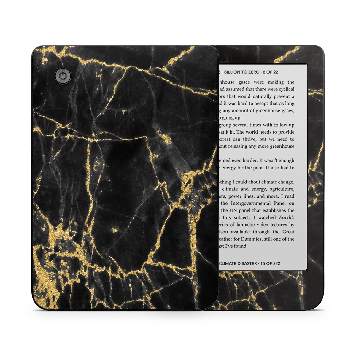 Kobo Clara 2E Skin design of Black, Yellow, Water, Brown, Branch, Leaf, Rock, Tree, Marble, Sky, with black, yellow colors