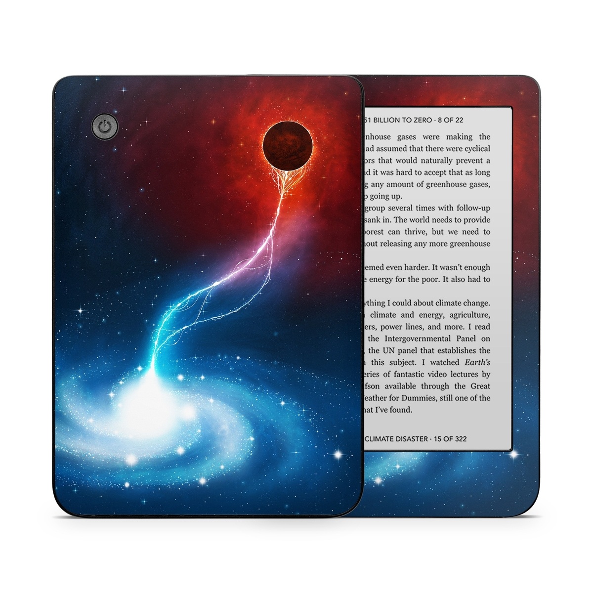 Kobo Clara 2E Skin design of Outer space, Atmosphere, Astronomical object, Universe, Space, Sky, Planet, Astronomy, Celestial event, Galaxy, with blue, red, black colors