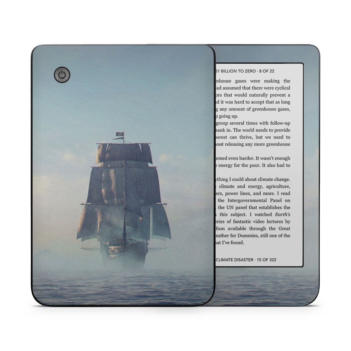 Kobo Clara 2E Skin design of Atmospheric phenomenon, Vehicle, Mode of transport, Watercraft, Ship, Sea, with white, blue, black, gray colors