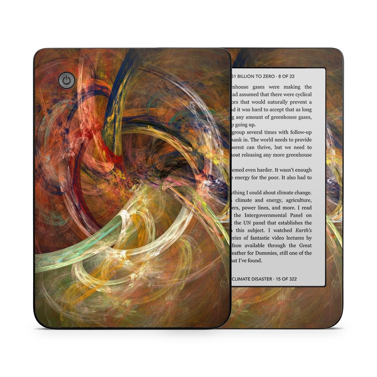 Kobo Clara 2E Skin design of Fractal art, Art, Painting, Visual arts, Modern art, Graphics, Artwork, Stock photography, Circle, Space, with brown, red, yellow, orange, green colors