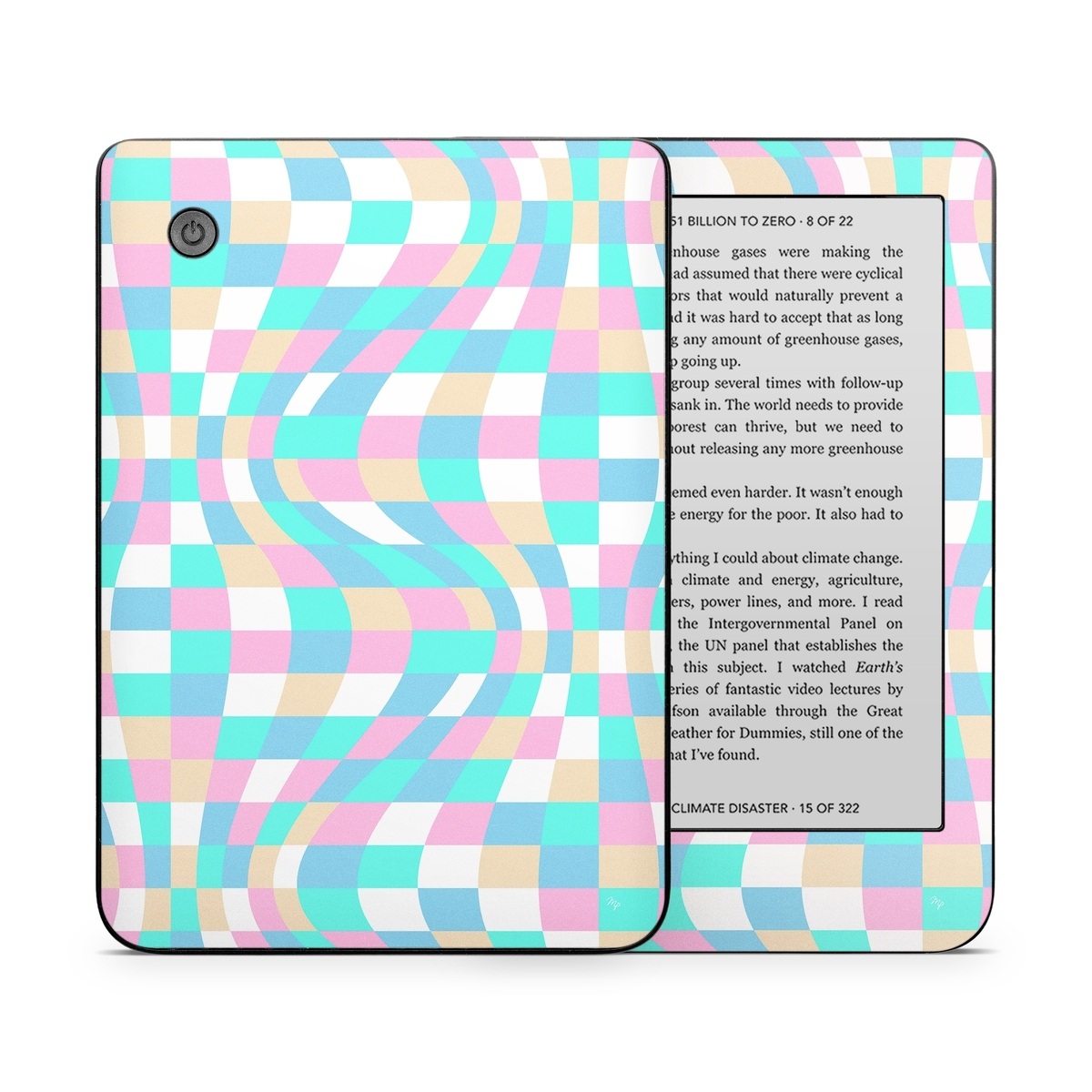 Kobo Clara 2E Skin design of Azure, Textile, Rectangle, Art, Pink, Painting, Aqua, Font, Magenta, Material property, with white, blue, pink colors