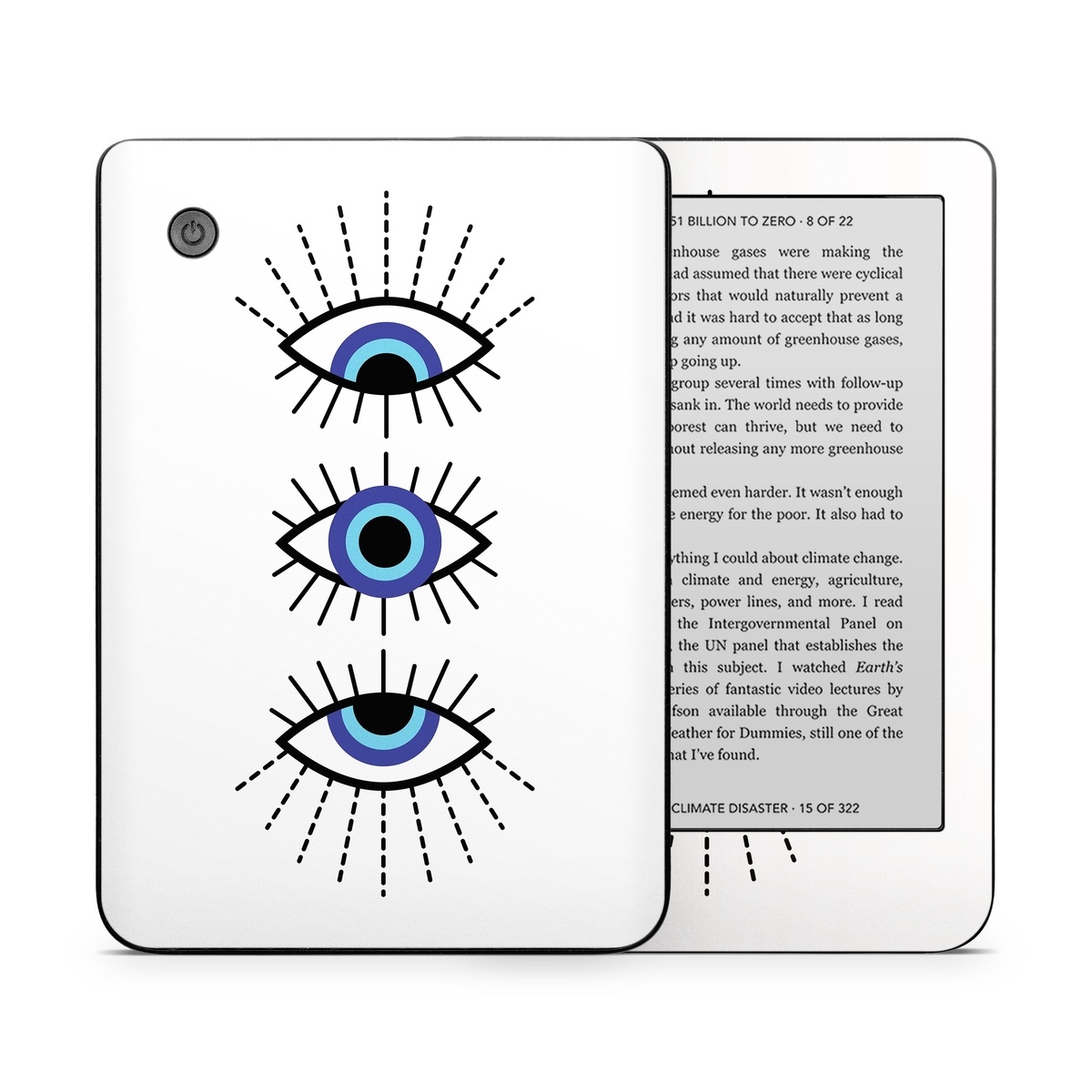 Kobo Clara 2E Skin design of Eyebrow, Eyelash, Iris, Art, Font, Circle, Electric blue, Symmetry, Illustration, Graphics, with black, white, blue, purple colors