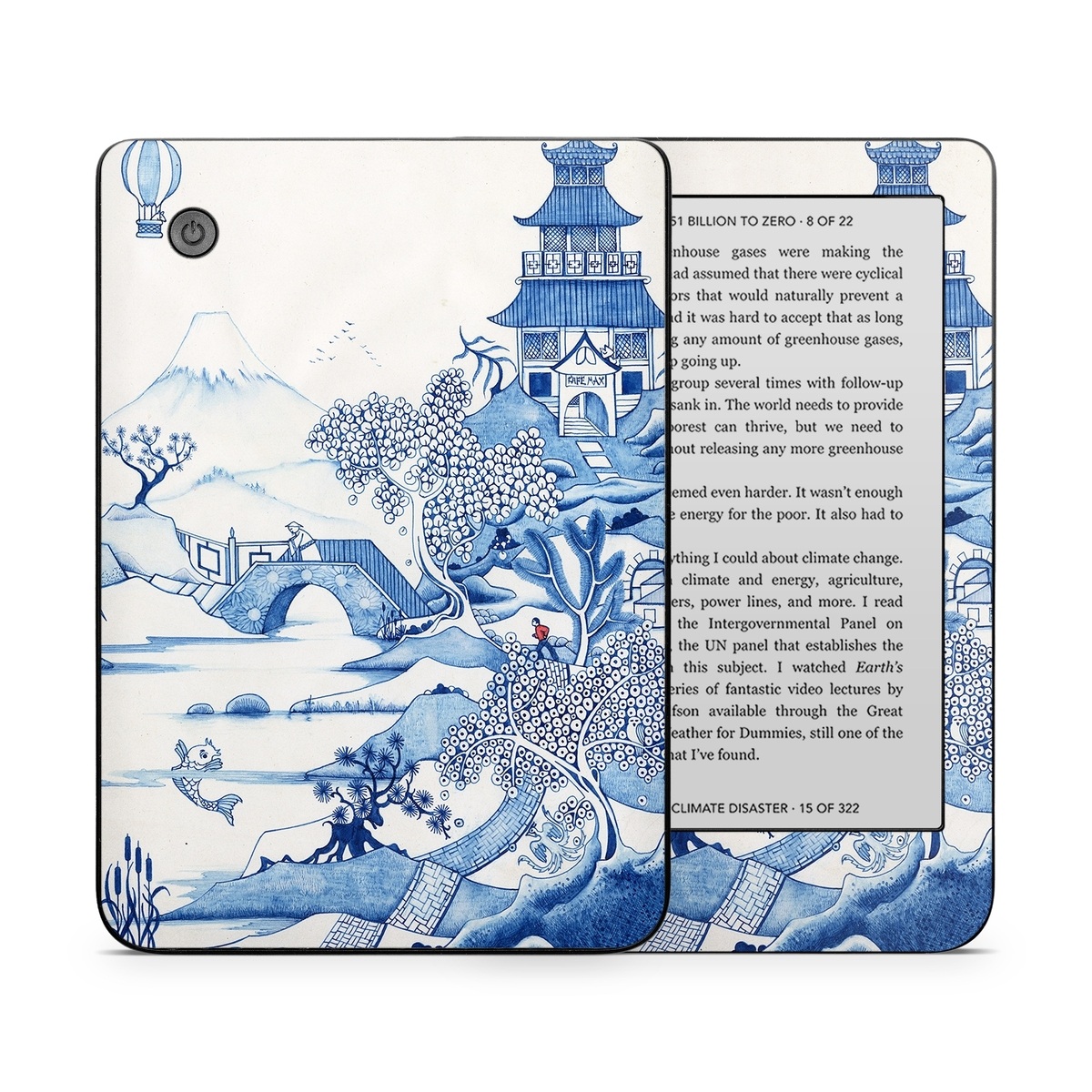 Kobo Clara 2E Skin design of Blue, Blue and white porcelain, Winter, Christmas eve, Illustration, Snow, World, Art, with blue, white colors