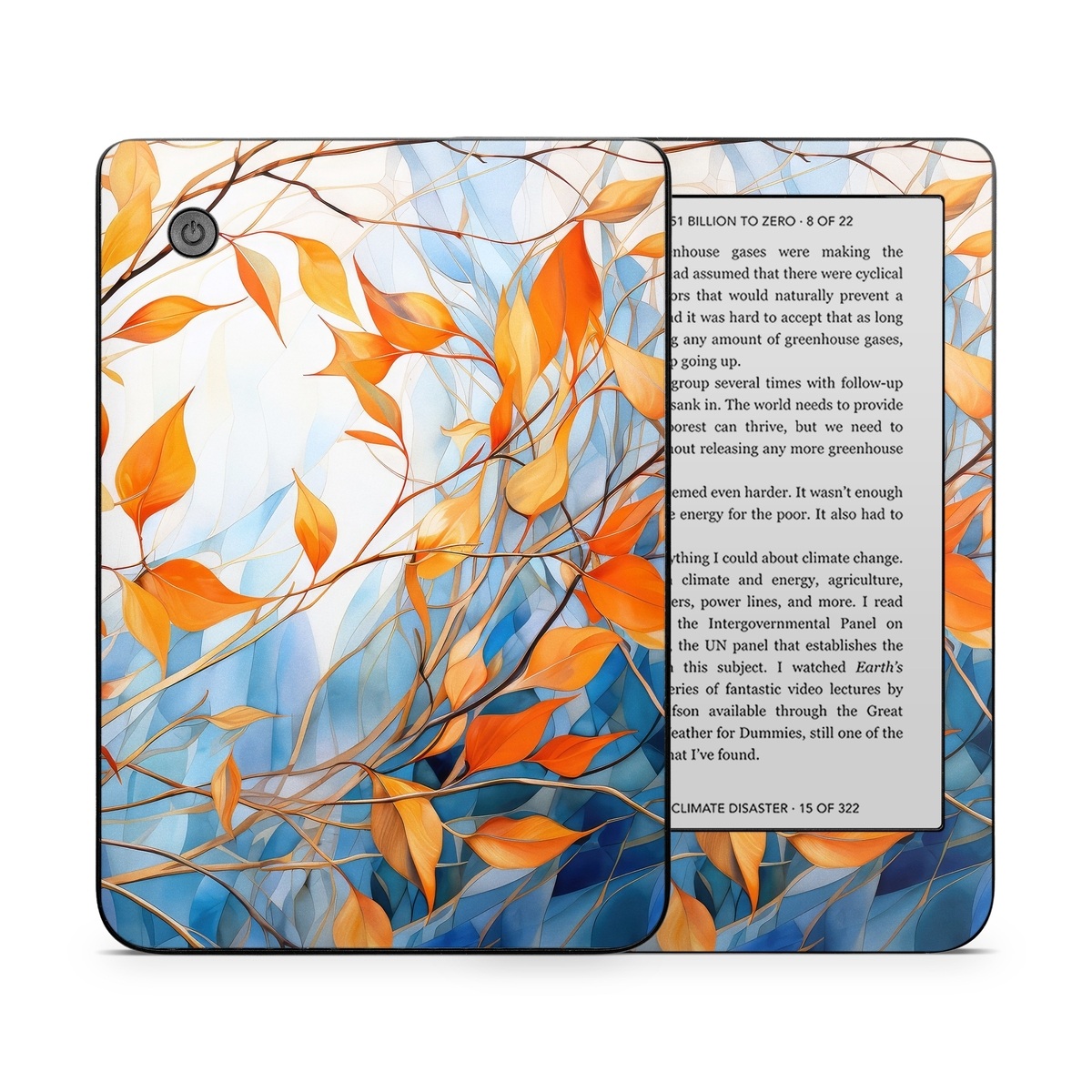Kobo Clara 2E Skin design of Plant, Amber, Twig, Branch, Orange, Vegetation, Natural landscape, Tree, Woody plant, Deciduous, with yellow, orange, red, blue, white, purple colors