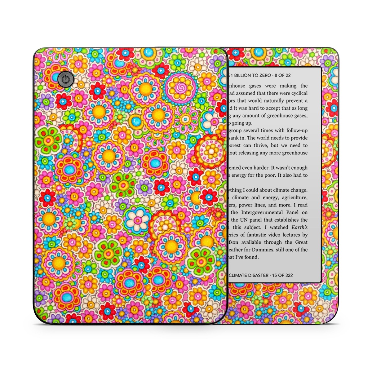 Kobo Clara 2E Skin design of Pattern, Design, Textile, Visual arts, with pink, red, orange, yellow, green, blue, purple colors