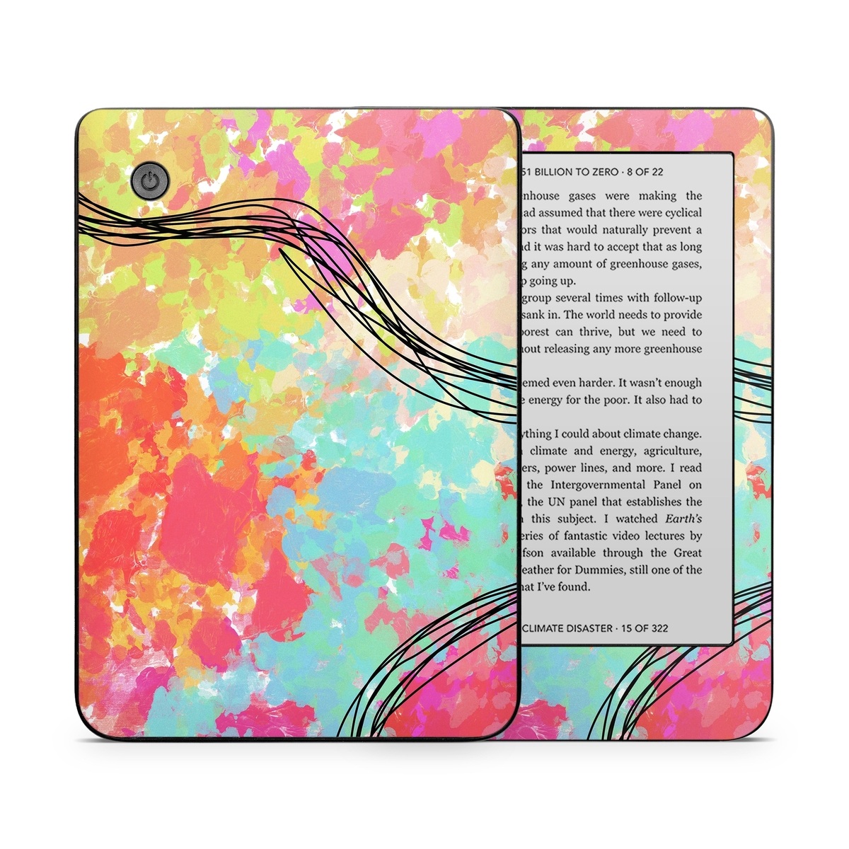 Kobo Clara 2E Skin design of Pattern, Line, Graphic Design, Design, Visual Arts, Art, Plant, Wallpaper, Illustration, Cg Artwork, with black, white, red, pink, blue, green, yellow, orange, brown colors
