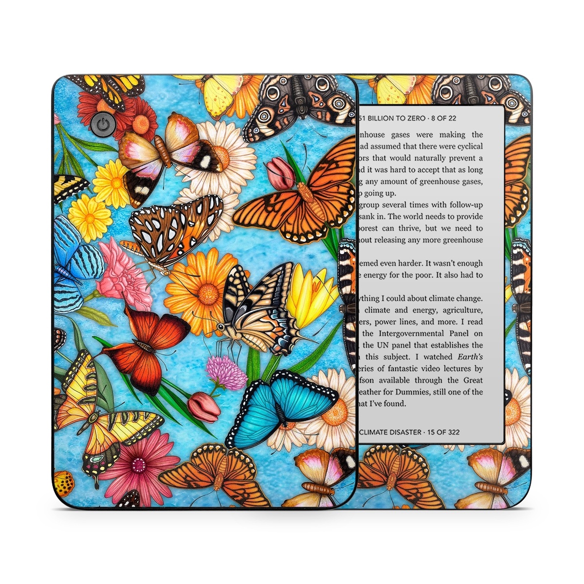 Kobo Clara 2E Skin design of Cynthia (subgenus), Butterfly, Monarch butterfly, Moths and butterflies, Brush-footed butterfly, Pollinator, Insect, Pattern, Design, Organism, with blue, pink, orange, yellow, red colors