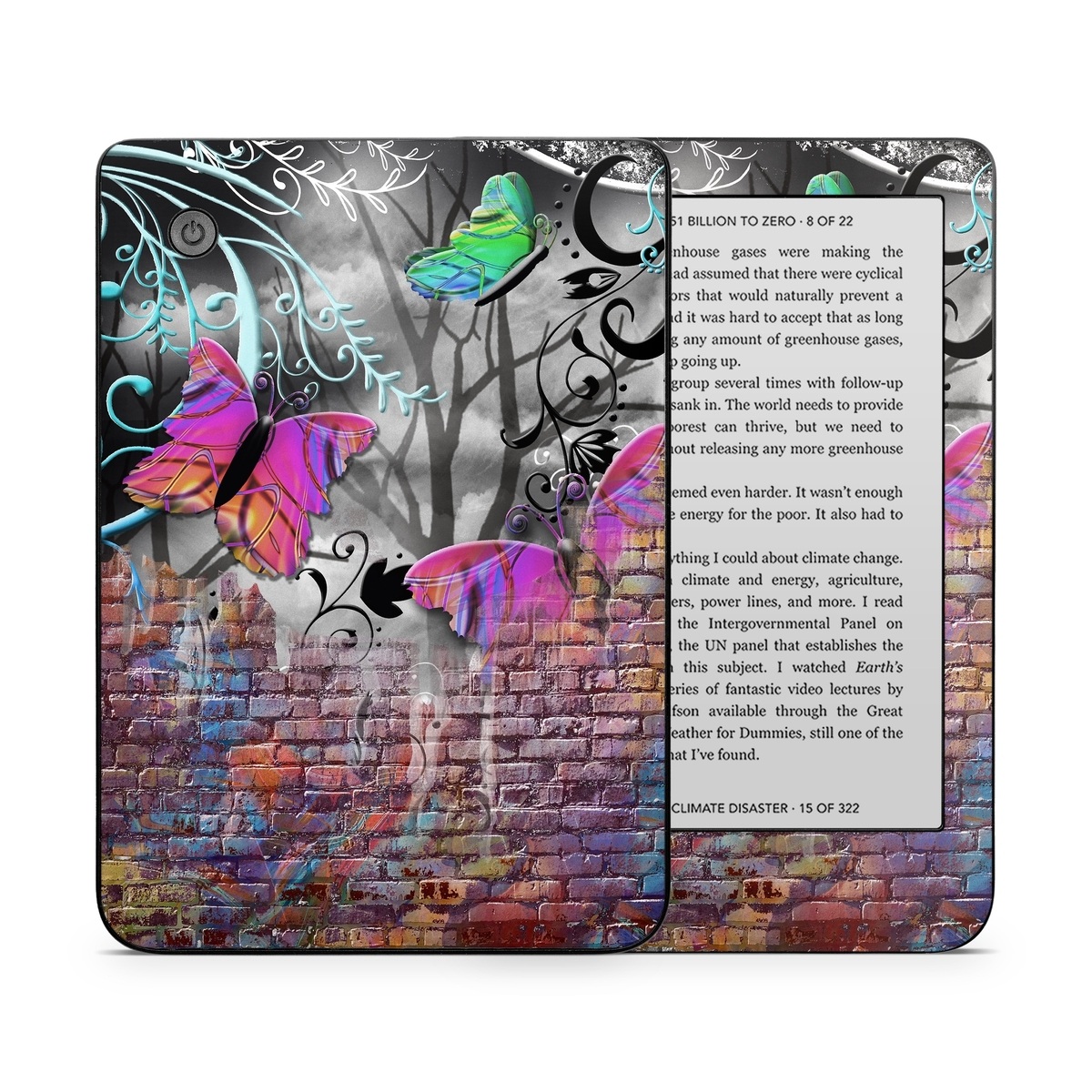 Kobo Clara 2E Skin design of Purple, Graphic design, Art, Pattern, Graffiti, Organism, Street art, Wall, Font, Illustration, with red, black, gray, purple, orange, blue, green colors
