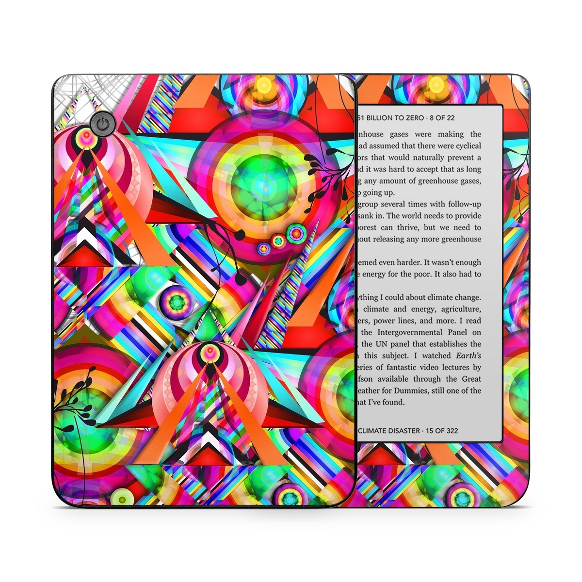 Kobo Clara 2E Skin design of Psychedelic art, Pattern, Design, Graphic design, Colorfulness, Visual arts, Circle, Art, with red, pink, green, yellow, orange colors