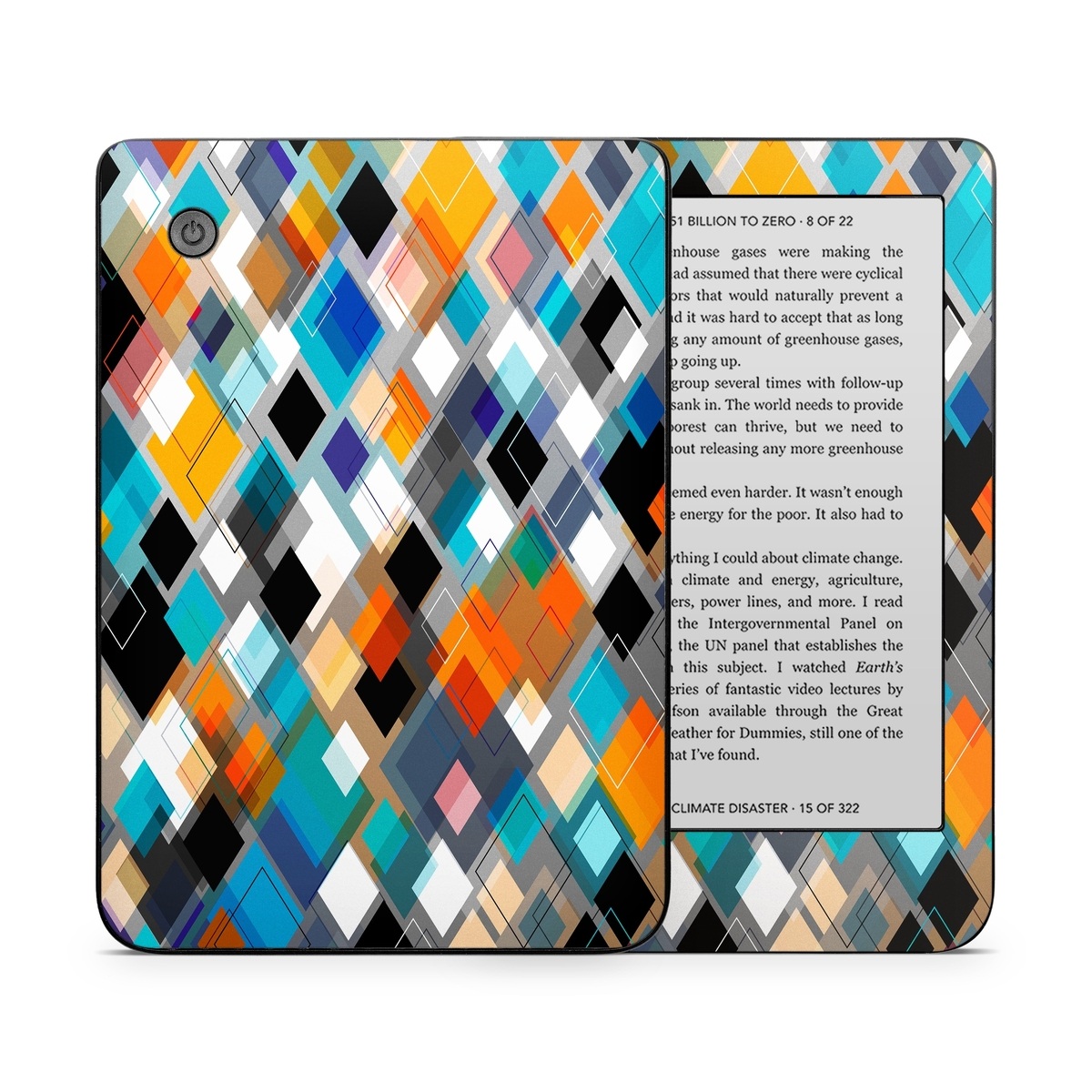 Kobo Clara 2E Skin design of Pattern, Line, Design, Colorfulness, Plaid, Tints and shades, Textile, Symmetry, Square, with black, blue, red, orange, white colors