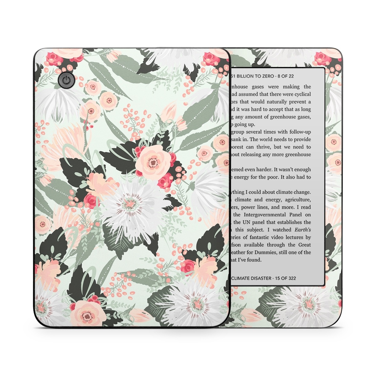 Kobo Clara 2E Skin design of Pattern, Pink, Floral design, Design, Textile, Wrapping paper, Plant, Peach, Flower, with green, red, white, pink colors