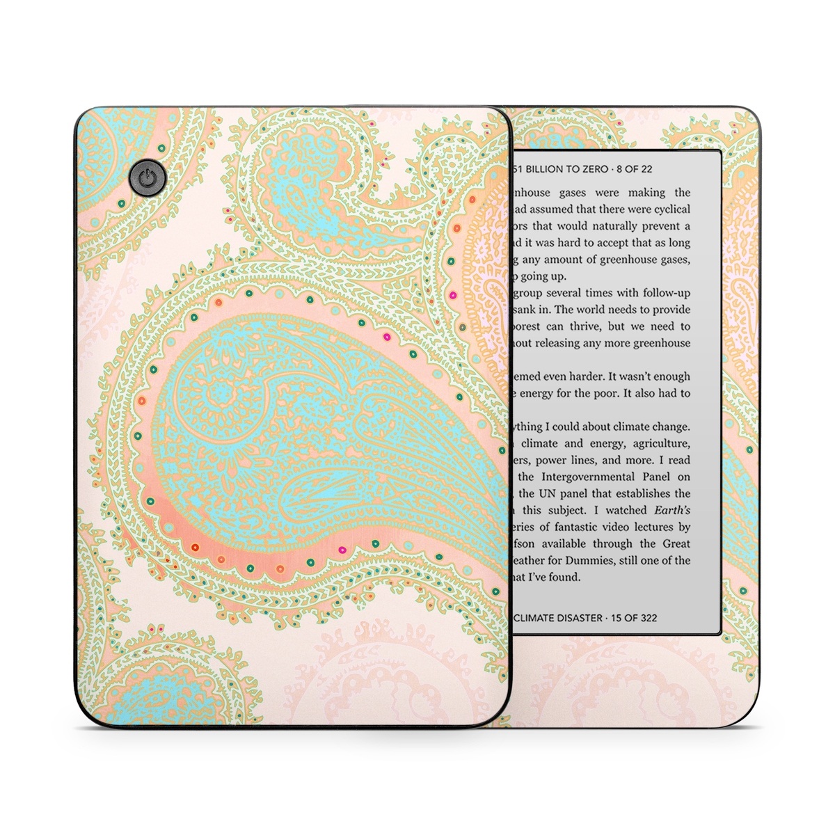 Kobo Clara 2E Skin design of Pattern, Visual arts, Paisley, Pink, Design, Motif, Line, Wallpaper, Peach, with pink, blue, red colors