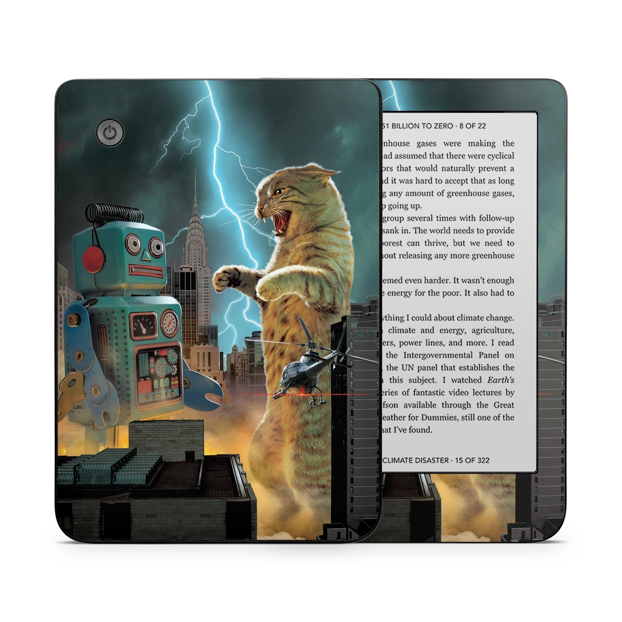 Kobo Clara 2E Skin design of Lightning, Felidae, Carnivore, Art, Whiskers, Big cats, Cg artwork, Terrestrial animal, Small to medium-sized cats, Thunder, with black, blue, red, yellow, white, brown, gray, orange colors