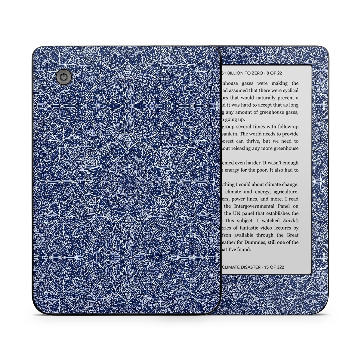 Kobo Clara 2E Skin design of Blue, Pattern, Azure, Cobalt blue, Design, Textile, Electric blue, Wallpaper, Symmetry, with blue, white colors