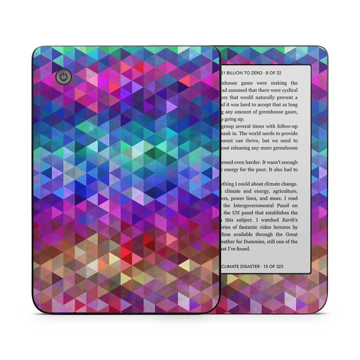 Kobo Clara 2E Skin design of Purple, Violet, Pattern, Blue, Magenta, Triangle, Line, Design, Graphic design, Symmetry, with blue, purple, green, red, pink colors