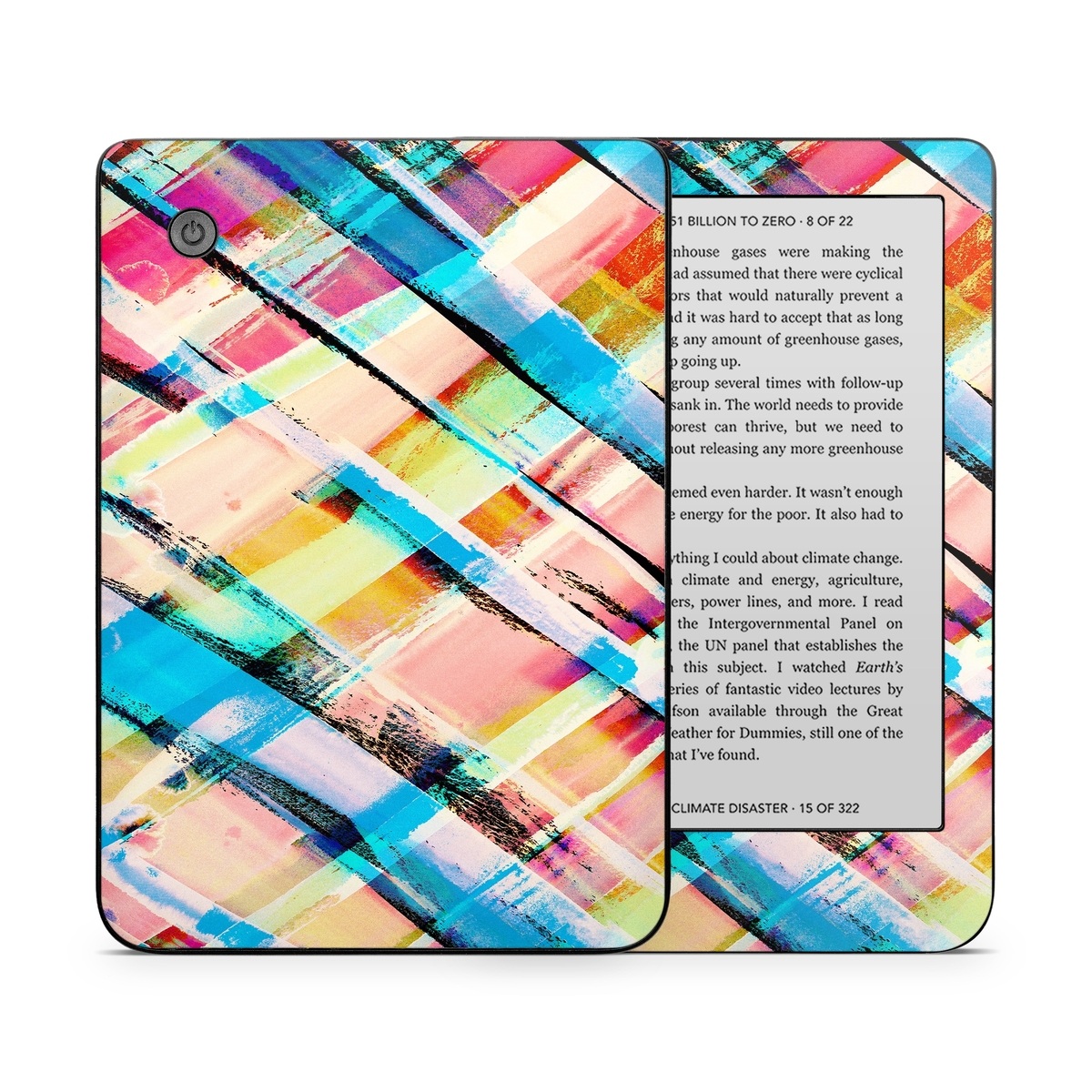 Kobo Clara 2E Skin design of Line, Pattern, Turquoise, Plaid, Orange, Colorfulness, Design, Textile, Tints and shades, with blue, pink, red, purple, yellow, orange colors