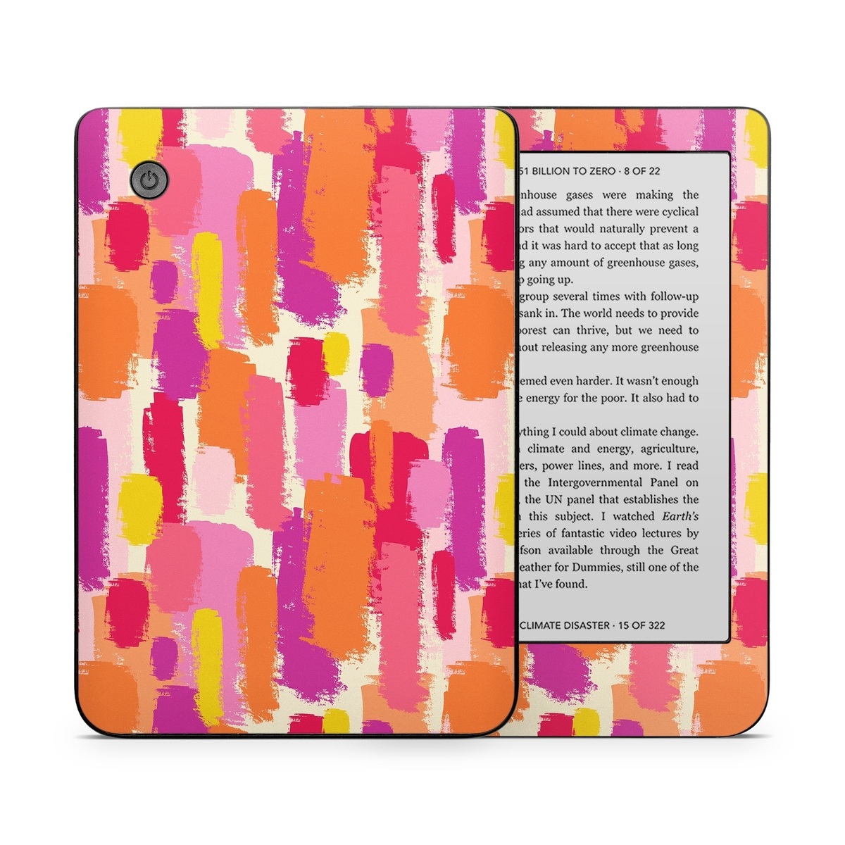 Kobo Clara 2E Skin design of Font, Material property, Magenta, Pattern, Art, Graphics, Tints and shades, Visual arts, Design, Graphic design, with orange, yellow, pink, purple, red, white colors