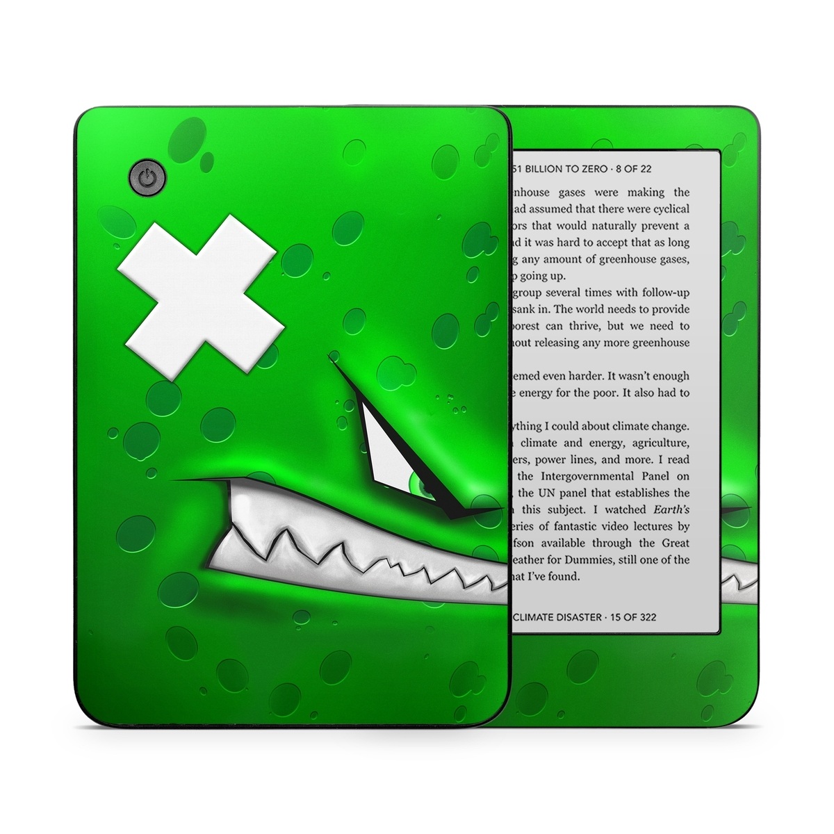 Kobo Clara 2E Skin design of Green, Font, Animation, Logo, Graphics, Games, with green, white colors